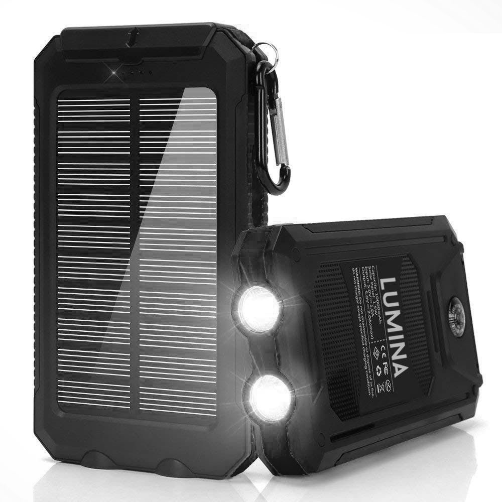 13000mAh Solar Powered Power Bank - Dual USB Output & Flashlight