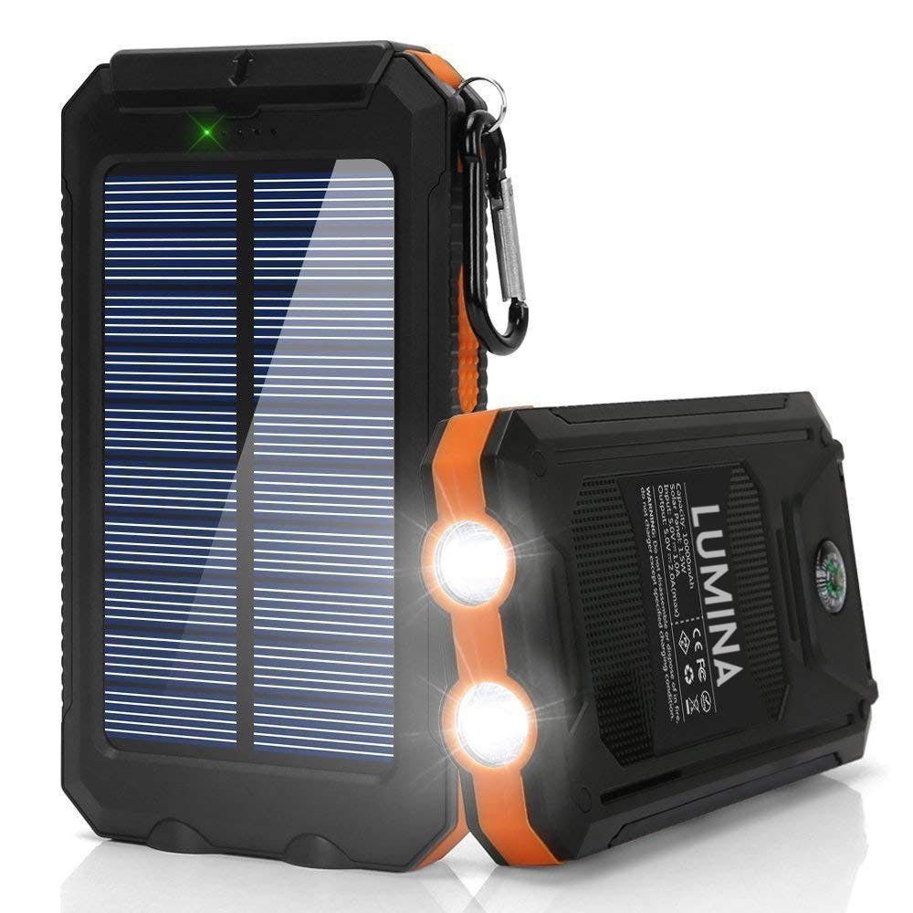 13000mAh Solar Powered Power Bank - Dual USB Output & Flashlight