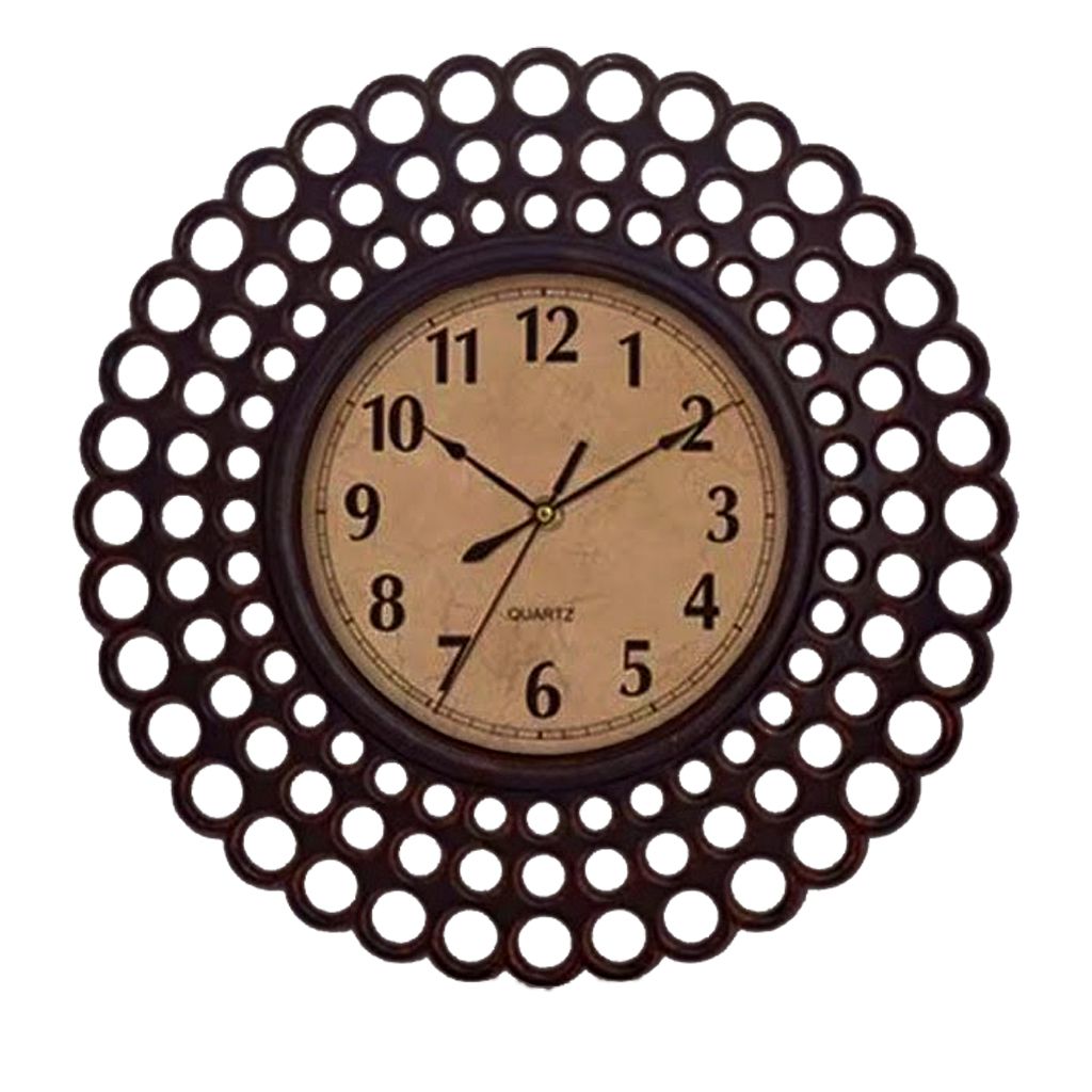 Rustic Pored Border 48cm Quartz Wall Clock - Vintage Black Bronze Styling