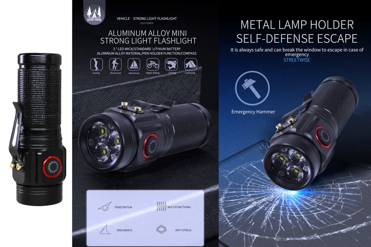 9cm 3 XHP360 LED Portable Pocket Flashlight with Magnetic Rear Clip