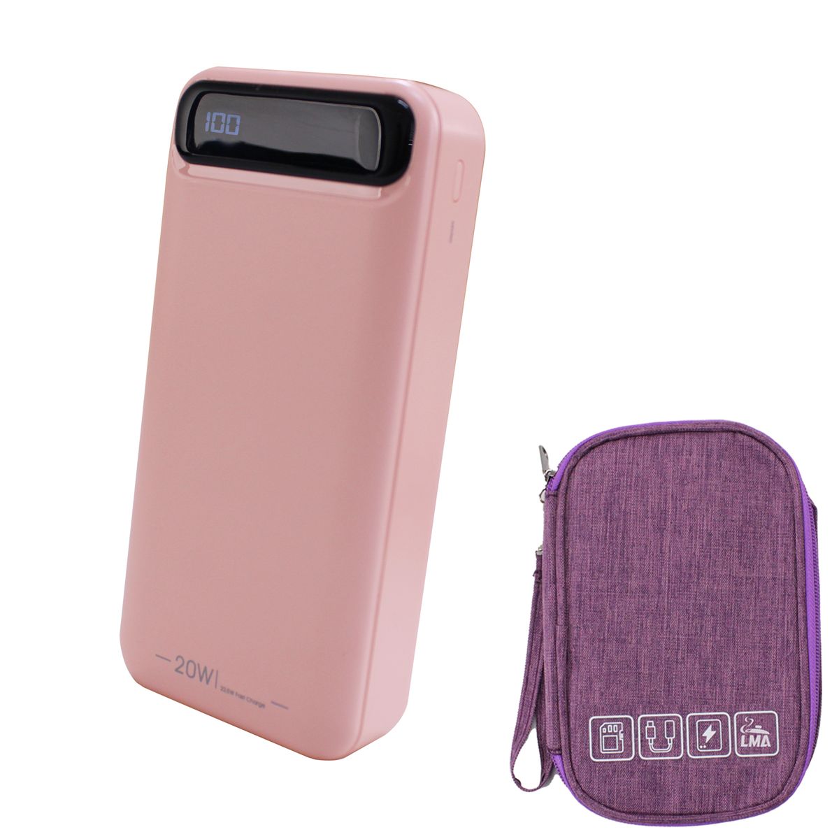 20000mAh 22.5W Digital Display Power Bank & Carry Pouch PD & QC Fast Charge