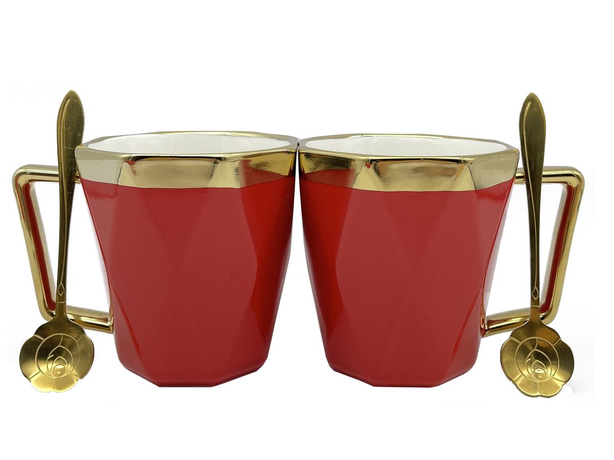 Elegant King 5-Piece Mug Set Diamond Burgundy