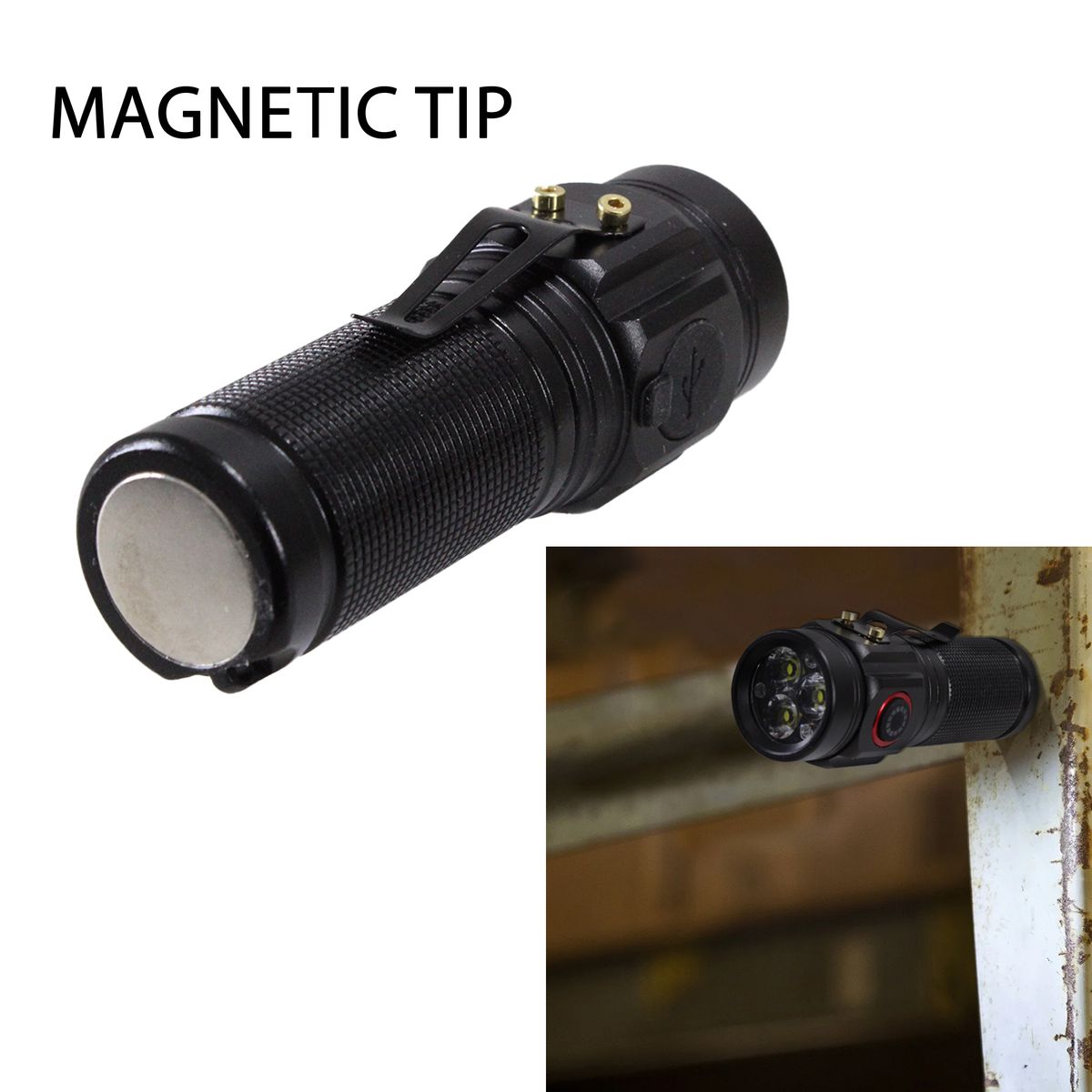 9cm 3 XHP360 LED Portable Pocket Flashlight with Magnetic Rear Clip