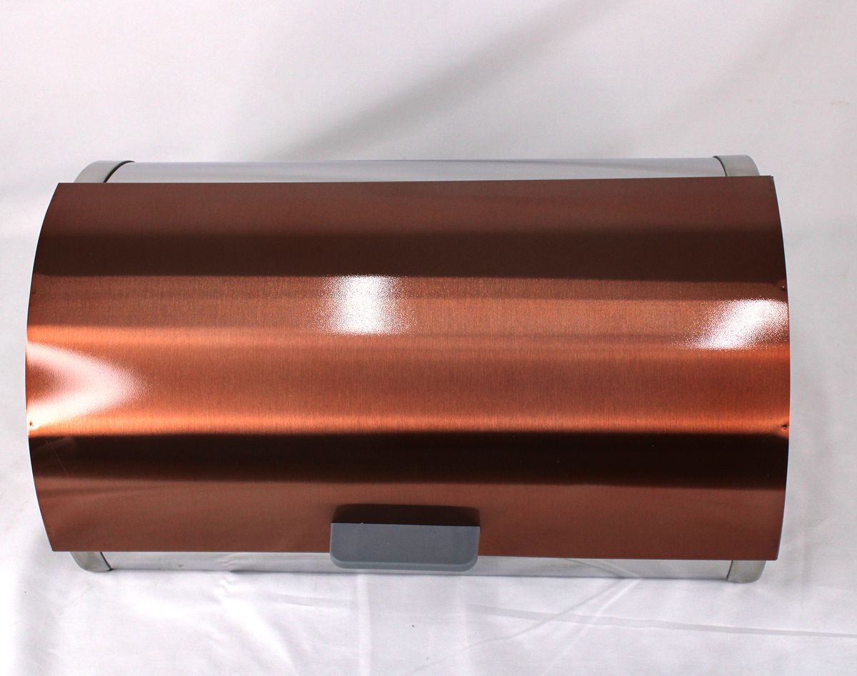 Metallic Copper Bread Bin with Polished Mirror Finish Body - Double Loaf