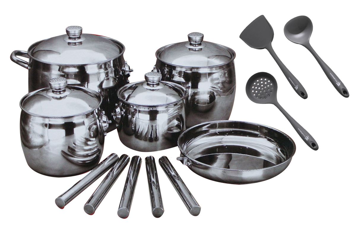 12 Piece S. Steel Oven & Stove-Top Sauce Pot Set with Removable Handles