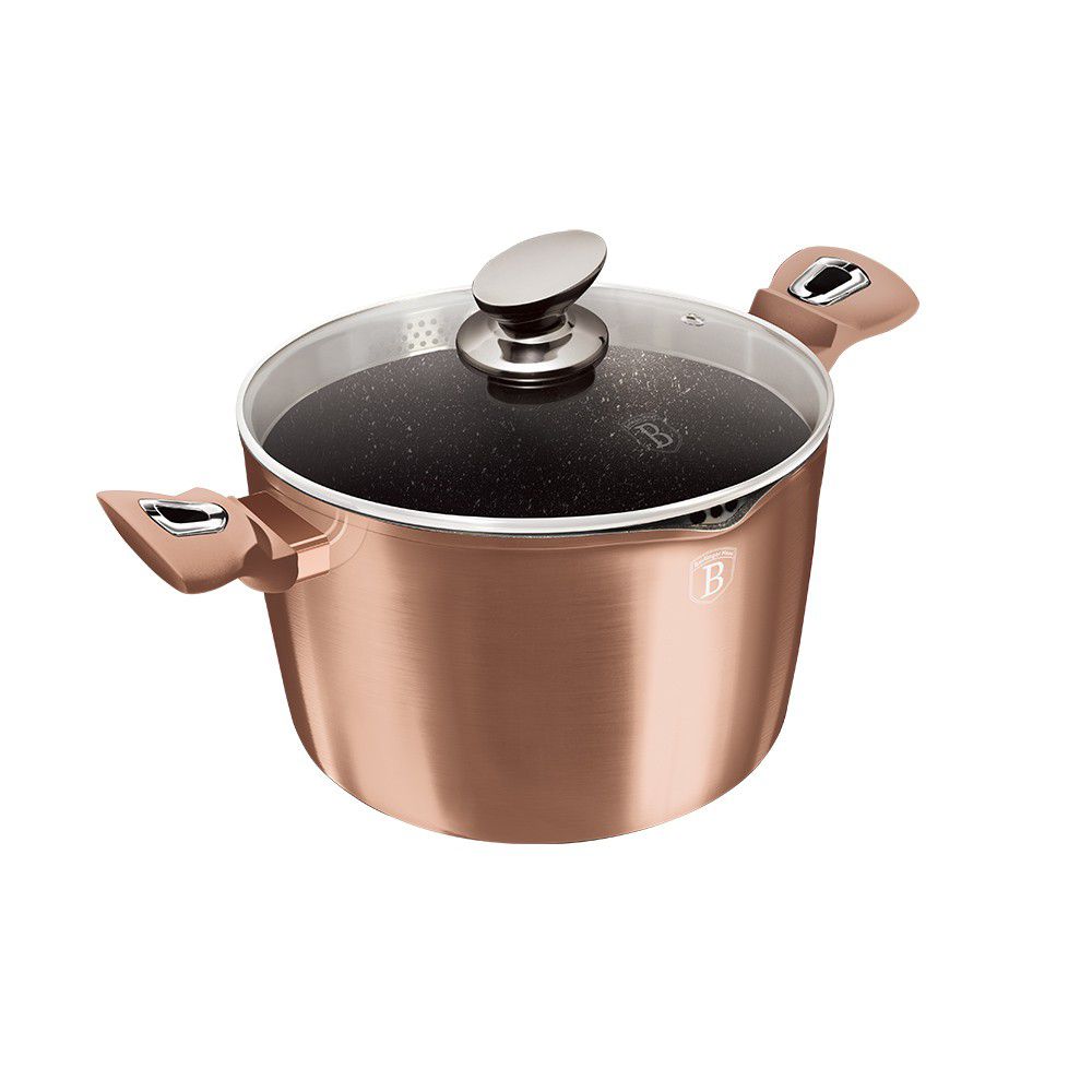 Berlinger Haus 24cm Marble Coating Pasta & Rice Stock Pot - Rose Gold