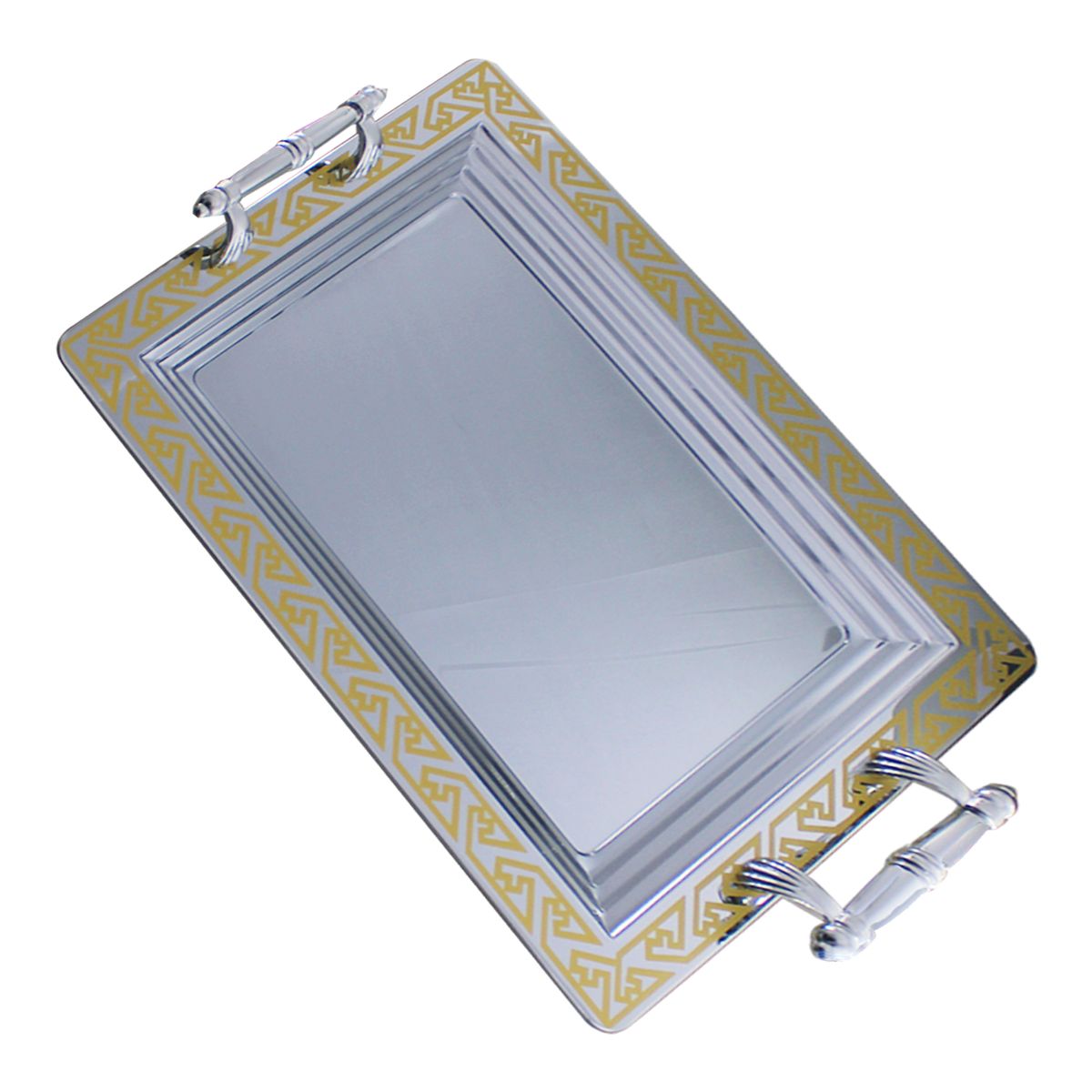Stainless Steel Serving Tray with Decorative Border - 50 x 33cm