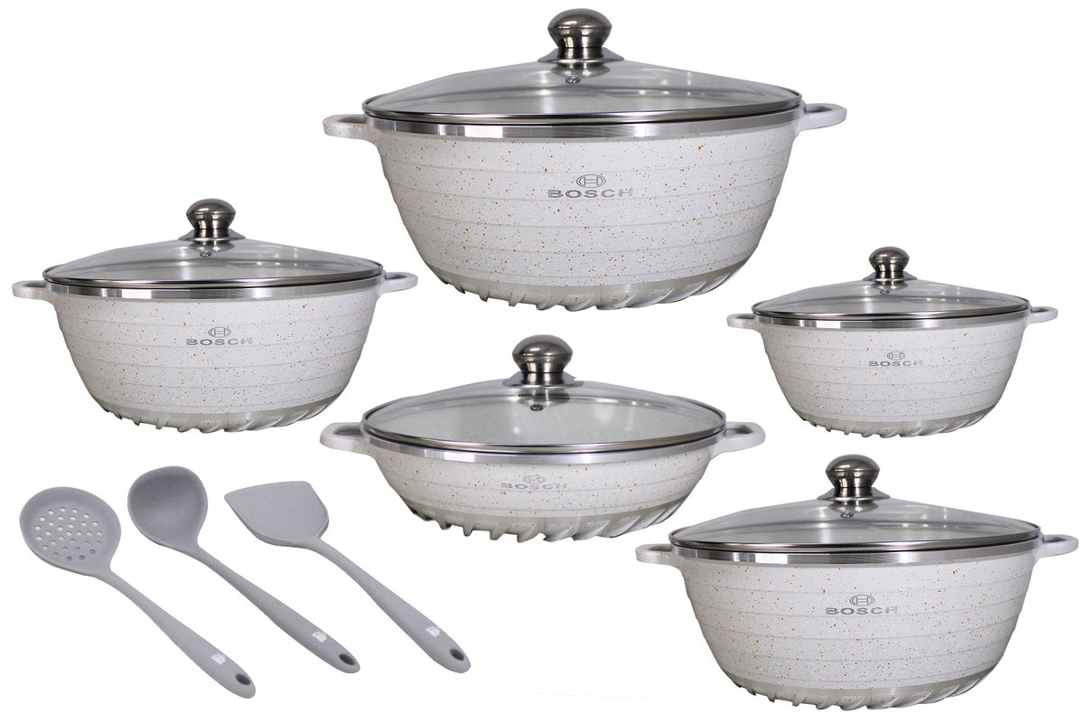 Bosch Aluminium Non-Stick Granite Coated Die Cast 13 Piece Cookware Set
