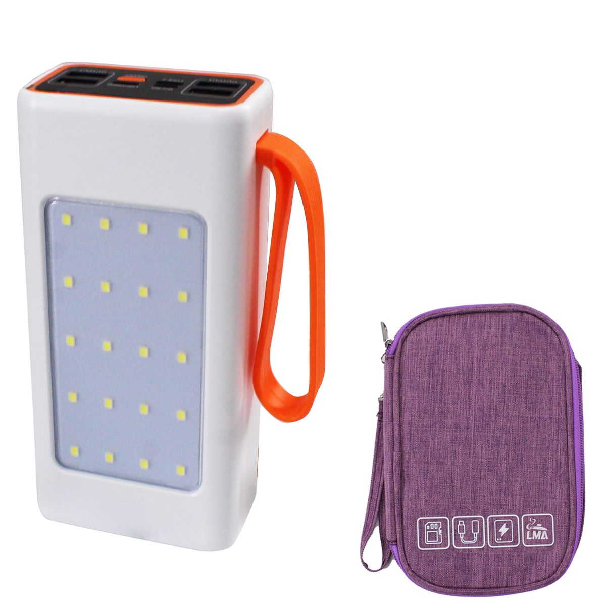 30000mAh PD 20W Fast Charging 4 USB Port Power Bank & Camping Lantern