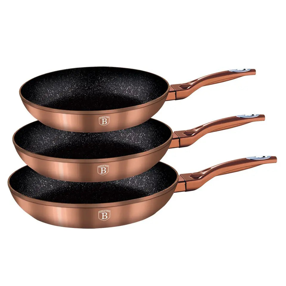Berlinger Haus 3 Pcs Frypan Set - Metallic Line Rose Gold Edition