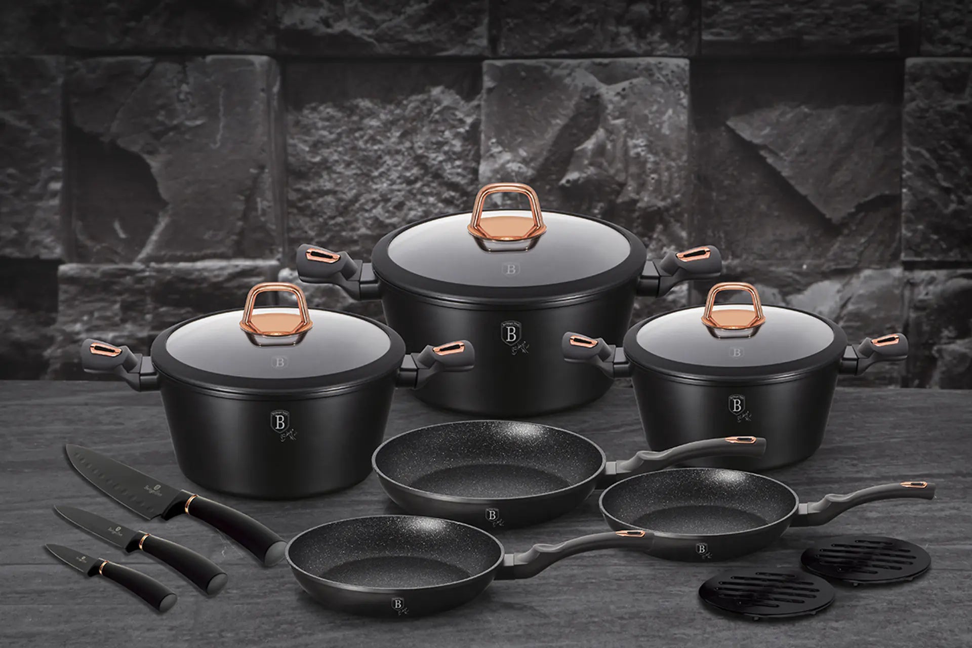 Berlinger Haus 14 Piece Cookware set - Black Rose