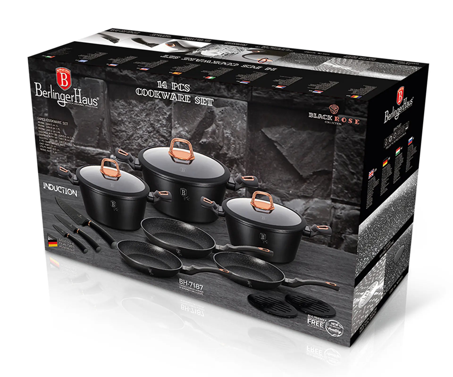 Berlinger Haus 14 Piece Cookware set - Black Rose