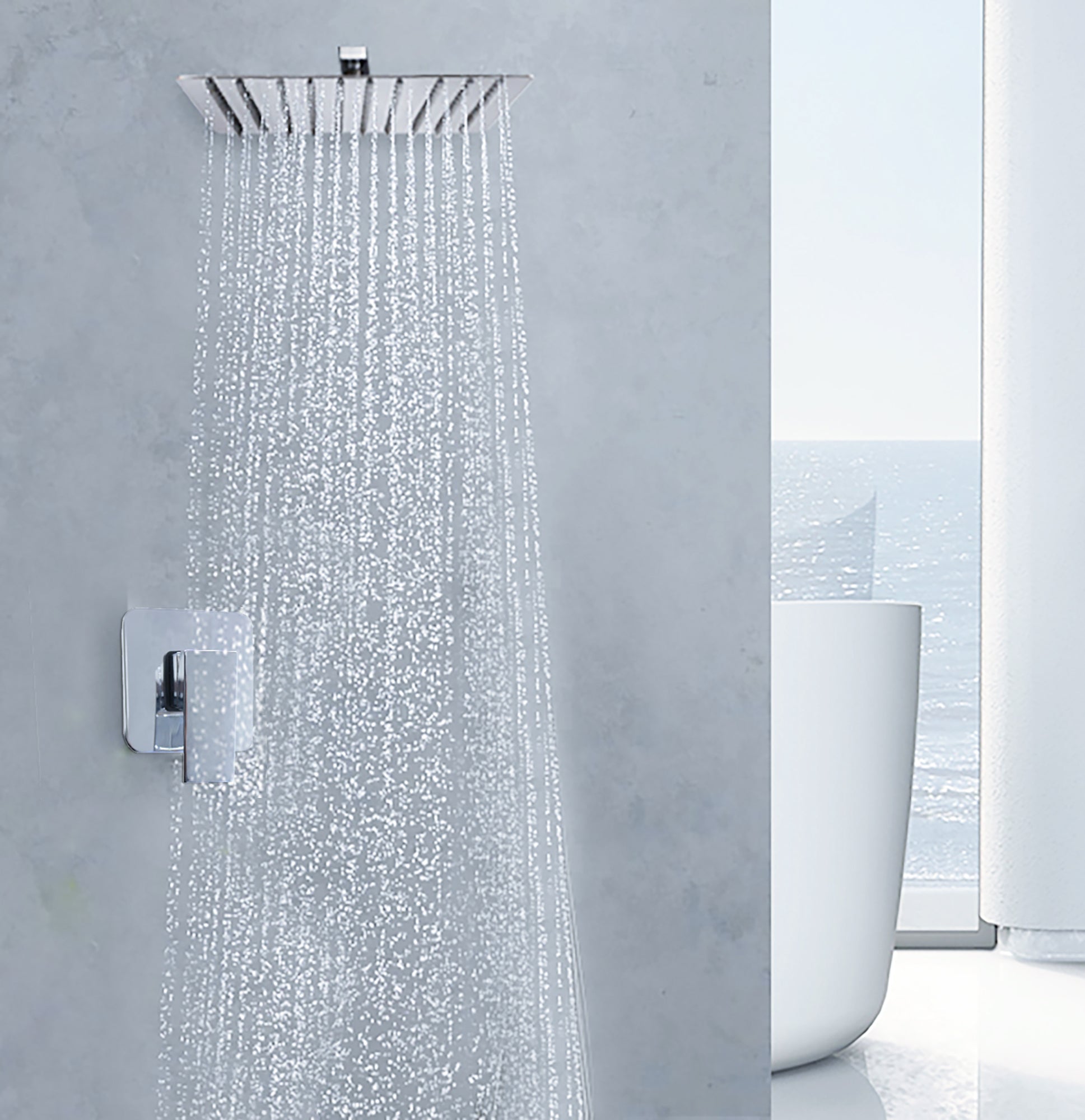 LMA Square Bathroom Accessories Set with Shower Head Arm & Mixer
