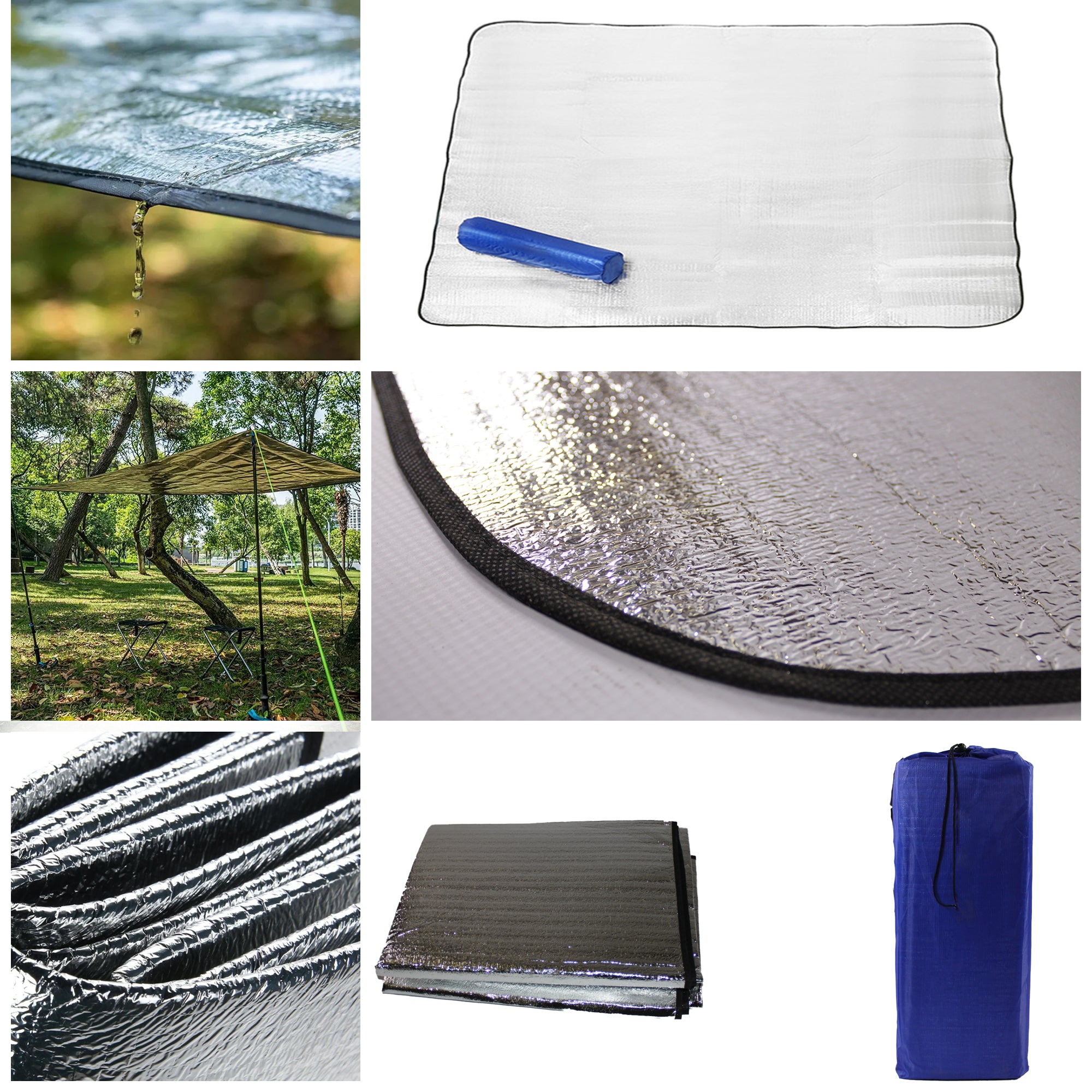 200x200cm Waterproof 3 Man Instant Tent & 190X190cm Foil & Foam Camping Mat