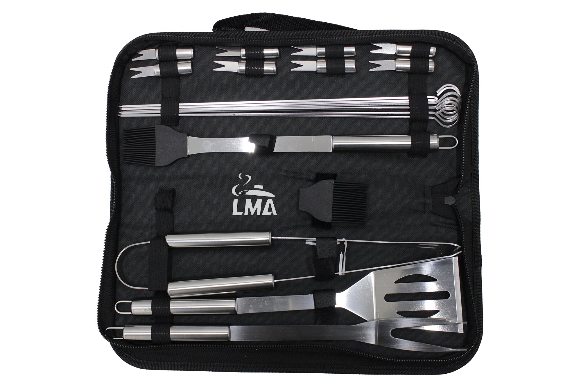 LMA Braai Master Stainless Steel 20 Piece Utensil Set in Carry & Basting Brushes