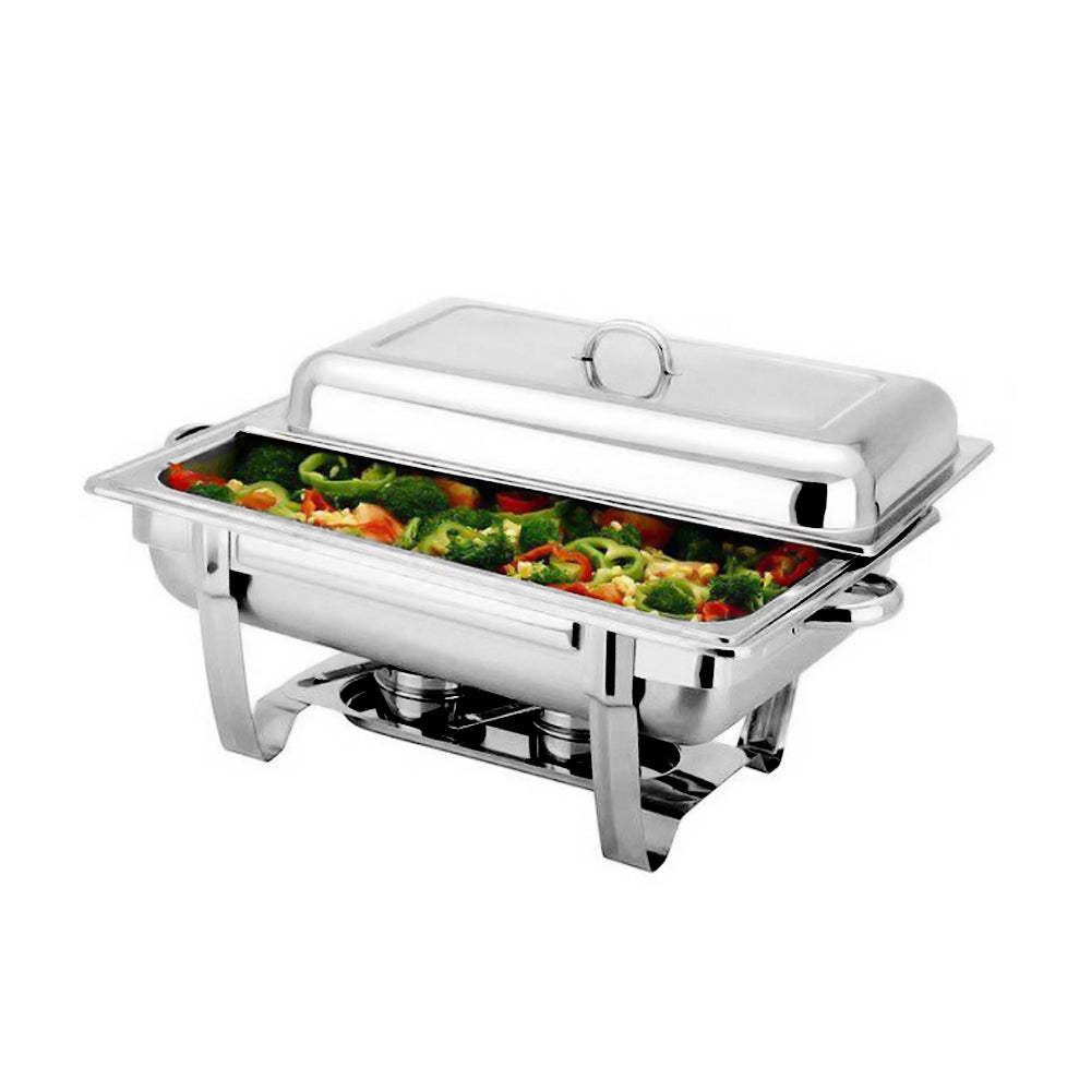 Stainless Steel 11L Single Tray Buffet Chafing Dish & 2 Piece LMA Serving Spoon Set