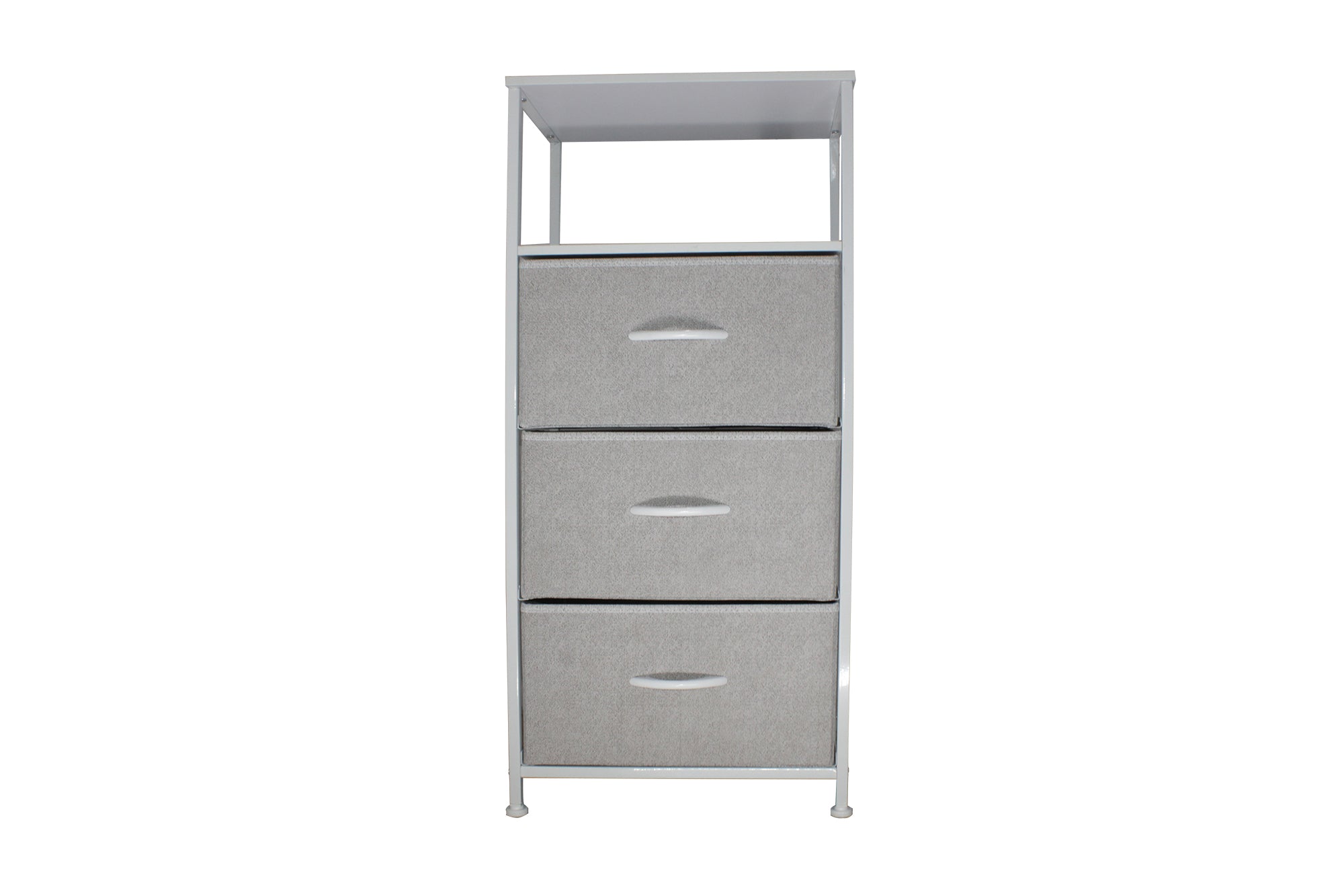 LMA Branded Economical Metal Frame & Fabric - 3 Drawer Cabinet WHT/GRY