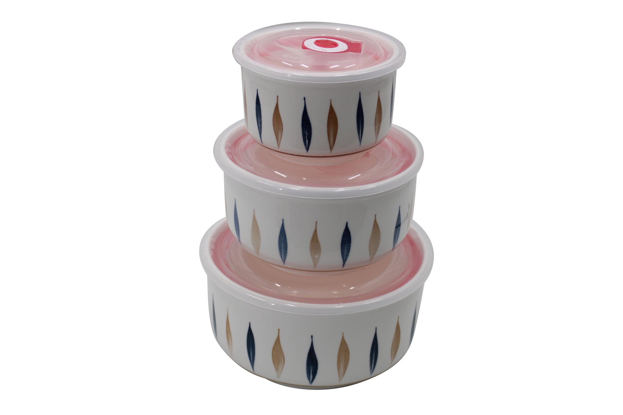 3-Piece Multi-Purpose Ceramic Bowl Set with Sealing Leakproof Lids