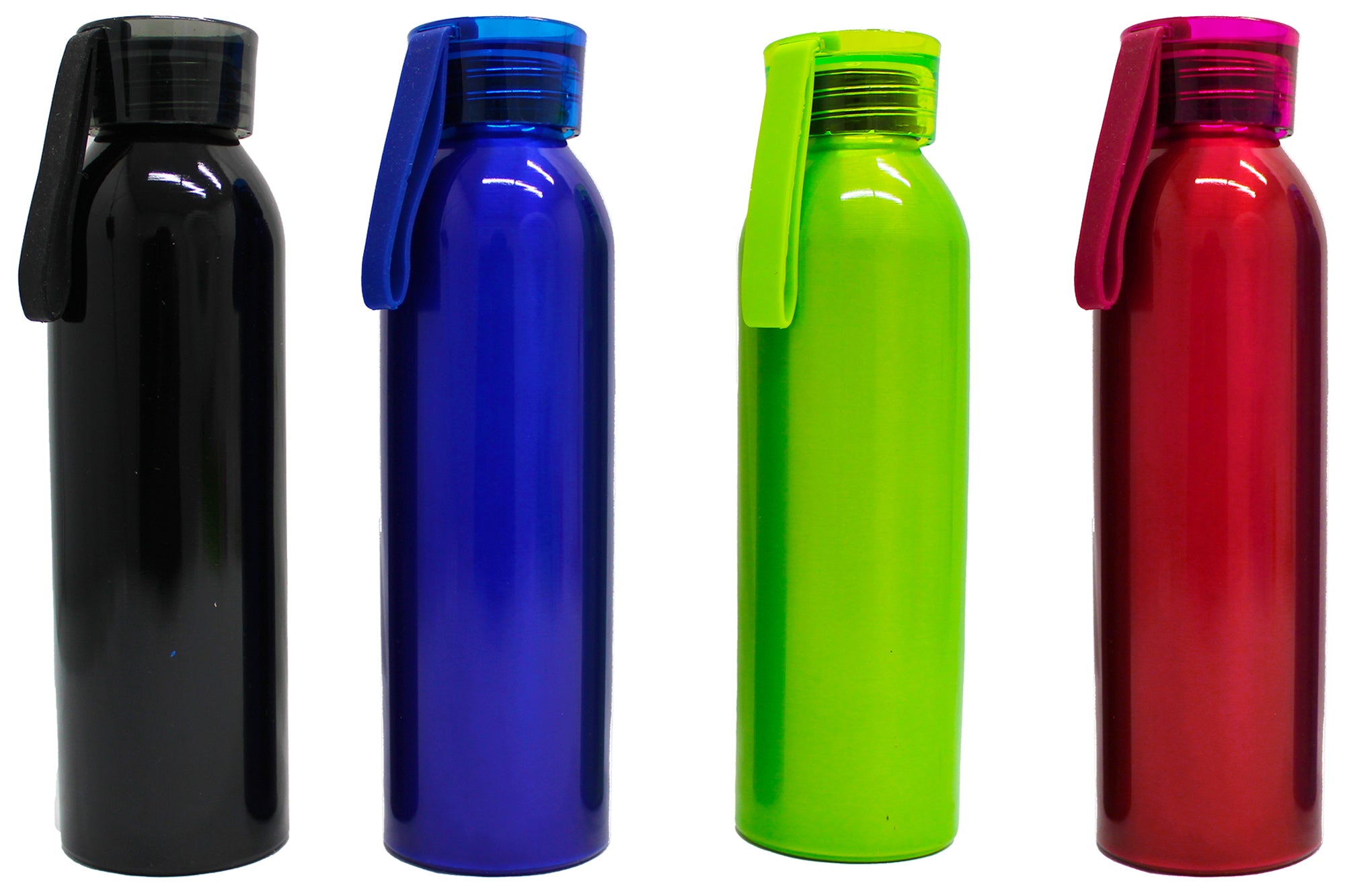 4 Piece 600ml Stainless Steel Water Bottles with Rubber Strap