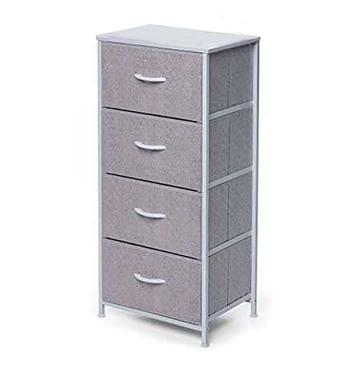 LMA Branded Economical Metal Frame & Fabric - 4 Drawer Cabinet WHT/GRY