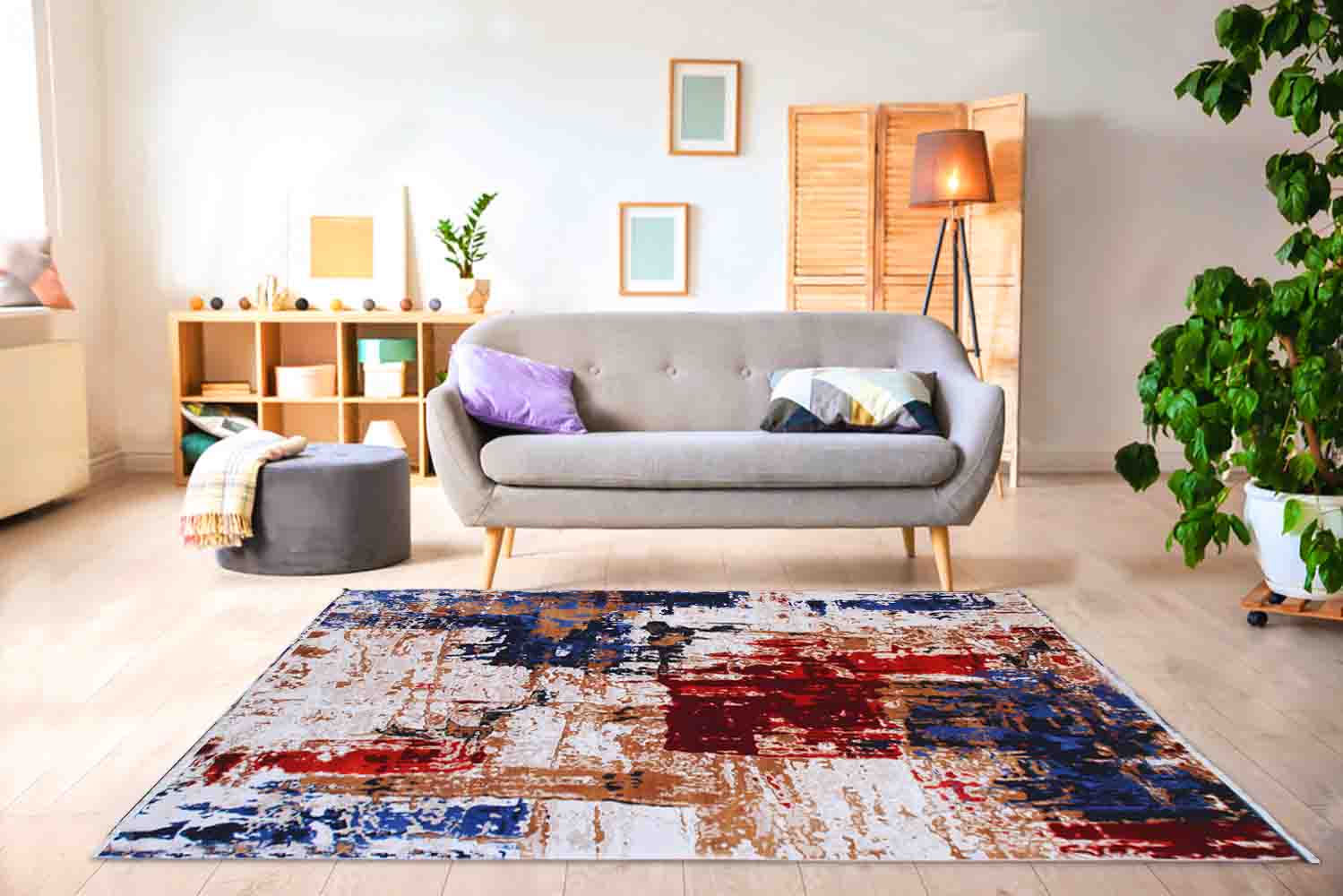235x160cm Authentic Turkish Cappadocia Quality Woven Rug - Beige / Blue 5724A