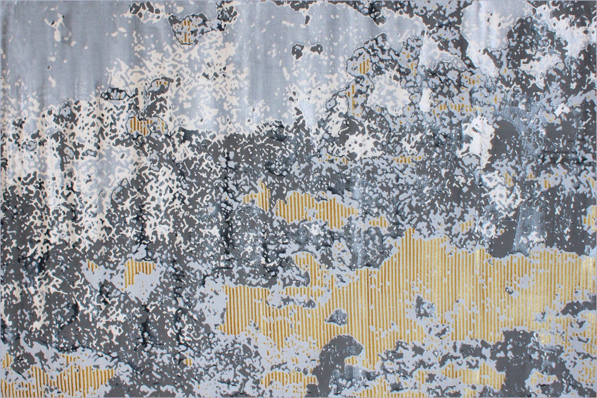 230cmx160cm Babil Turkish Rug with Textured Shimmering Yarn - Grey/Yellow 5768A