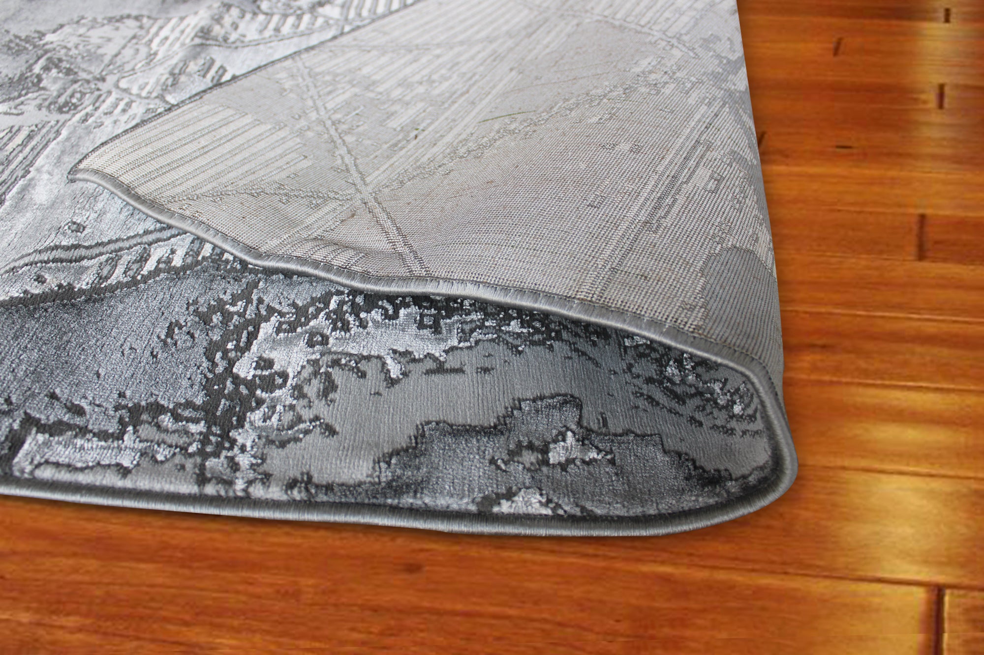 230x160 Babil Textured Geometric Turkish Rug with Shimmering Yarn Grey / L. Grey 5770A