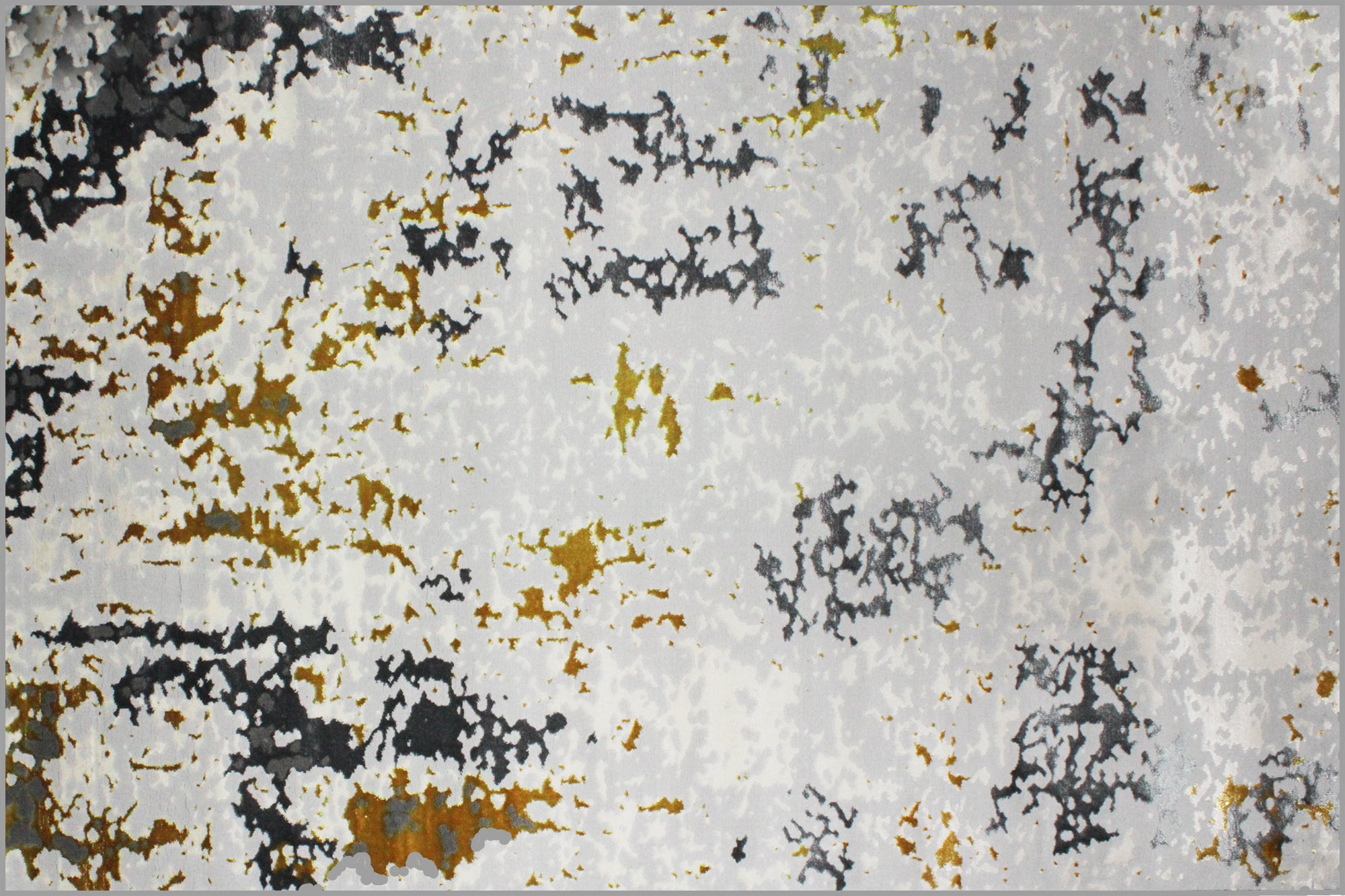 180cmx120cm Turkish Babil Runner Rug with Golden Shimmering Yarn - Grey / Yellow 5779A