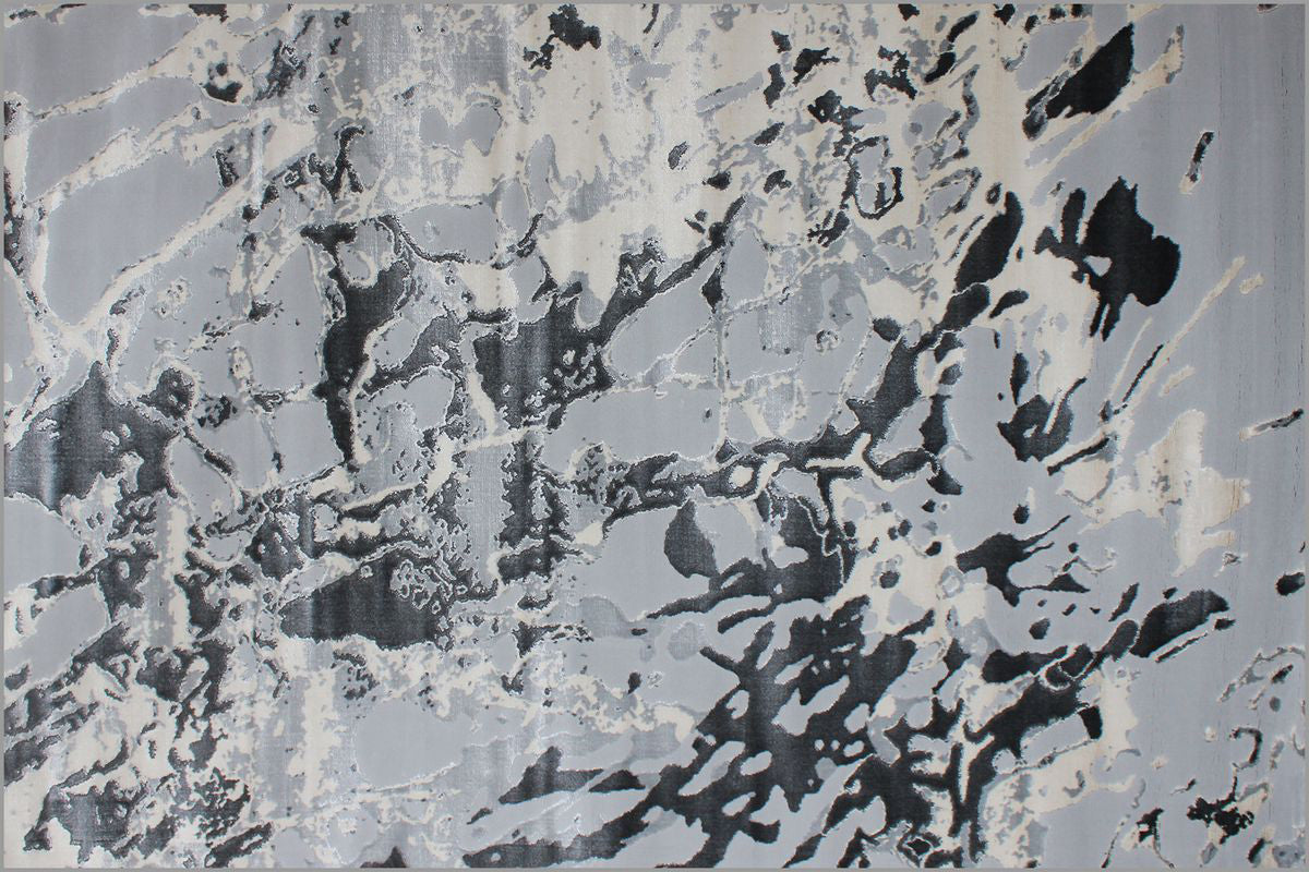 230x160 Babil Turkish Rug with Textured Shimmering Yarn - Grey 5786A