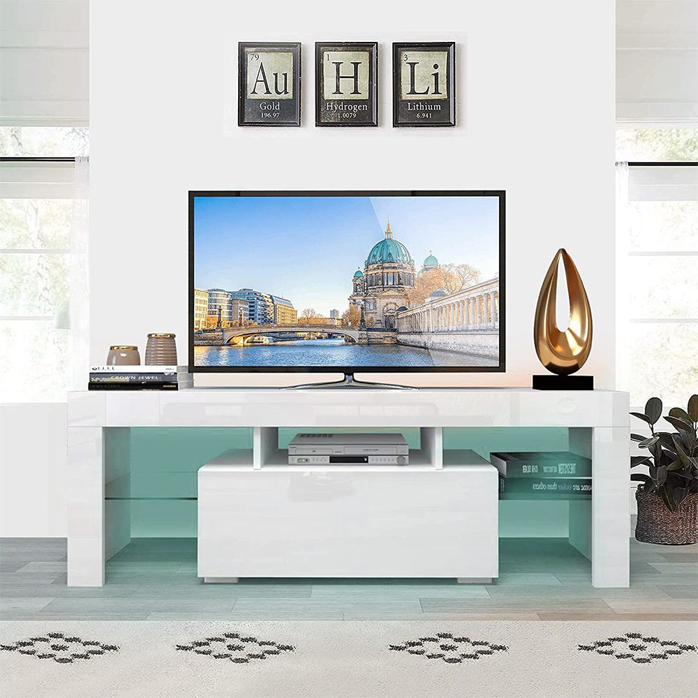 Media Console Entertainment Center with Drawer & LED Light