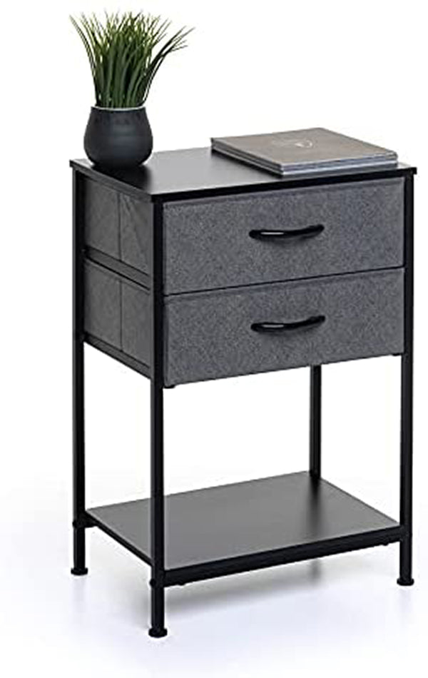 LMA Branded Economical Metal Frame & Fabric - 2 Drawer Bedside Cabinet