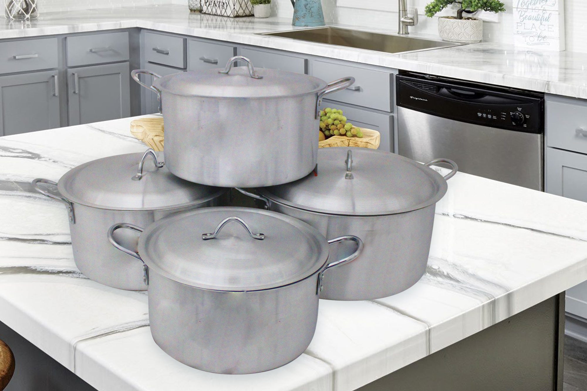 8 Piece Pure Aluminium Extra-Large Casserole Pot Set - Megna Set