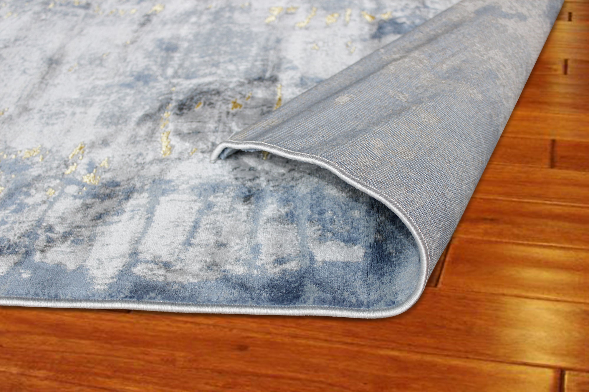 230cmx160cm Babil Textured Turkish Rug with Shimmering Yarn - Blue Grey Yellow 9974A