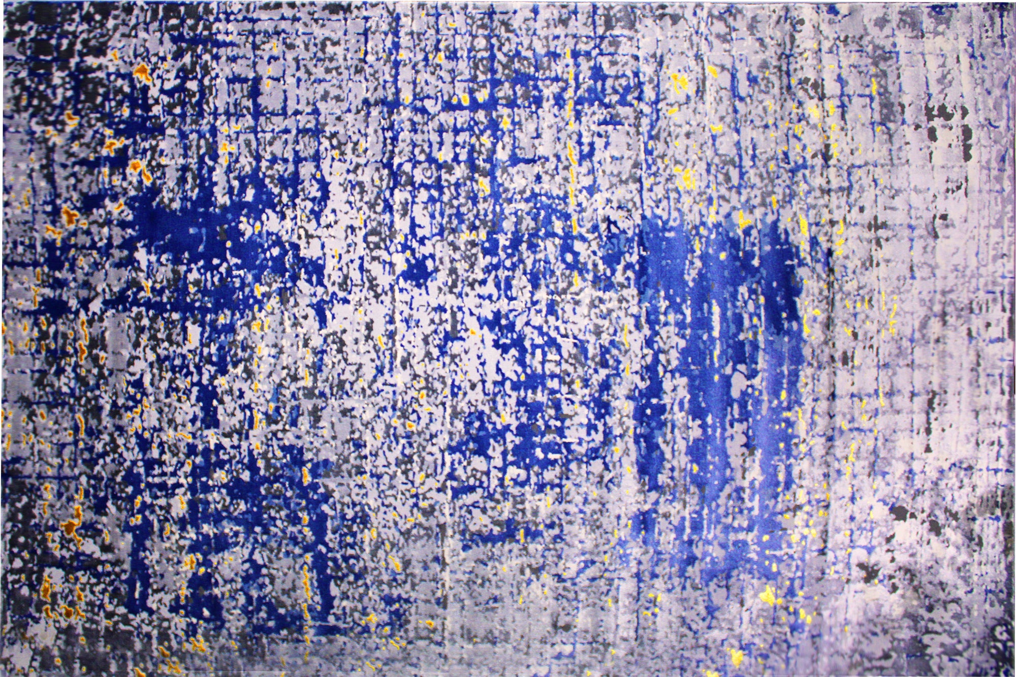 230cmx160cm Babil Textured Turkish Rug with Shimmering Yarn - Blue Grey Yellow 9975A