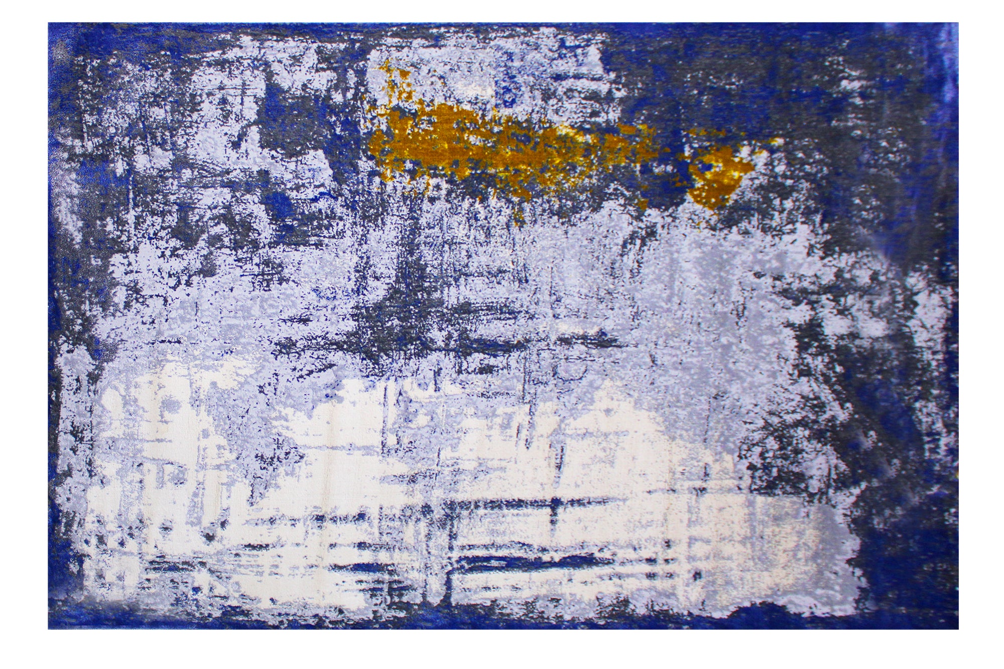 230cmx160cm Babil Textured Turkish Rug with Shimmering Yarn - Blue Grey Yellow 9976A