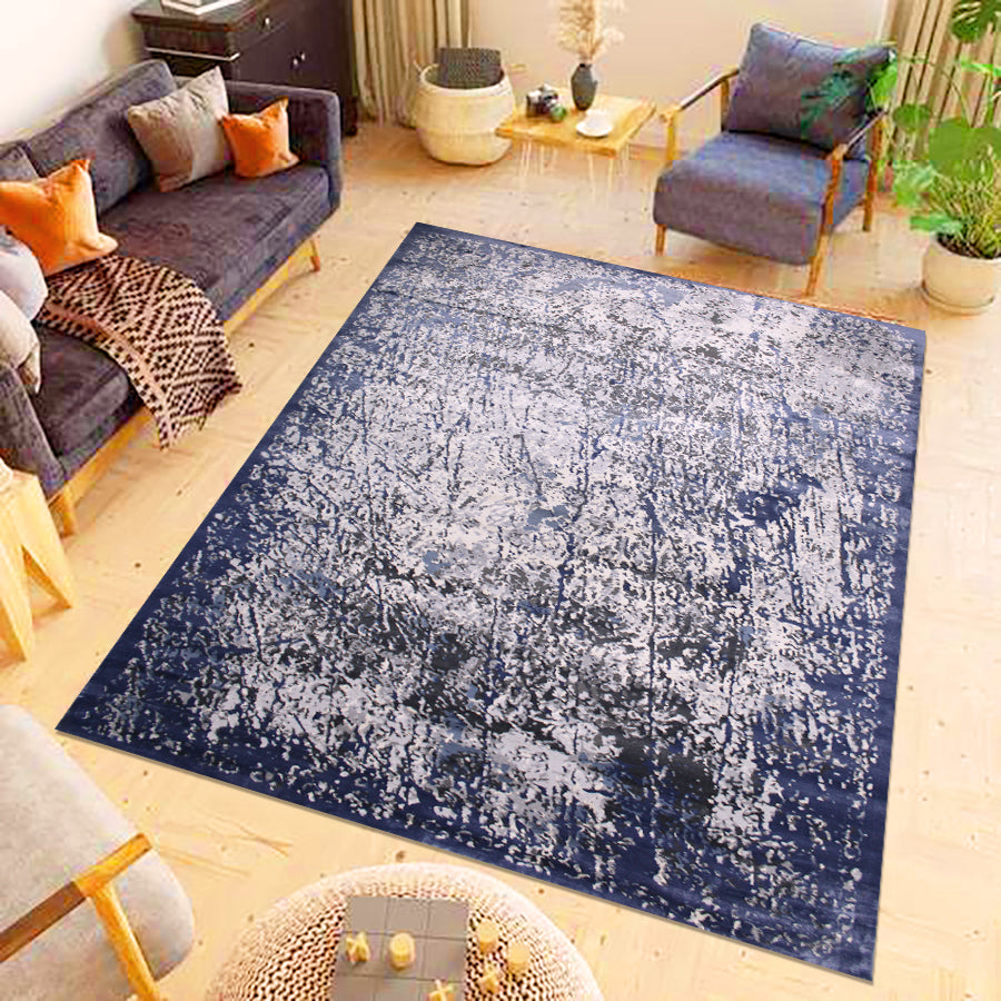 230cmx160cm Babil Textured Turkish Rug with Shimmering Yarn - L. Grey L. Blue 9981A