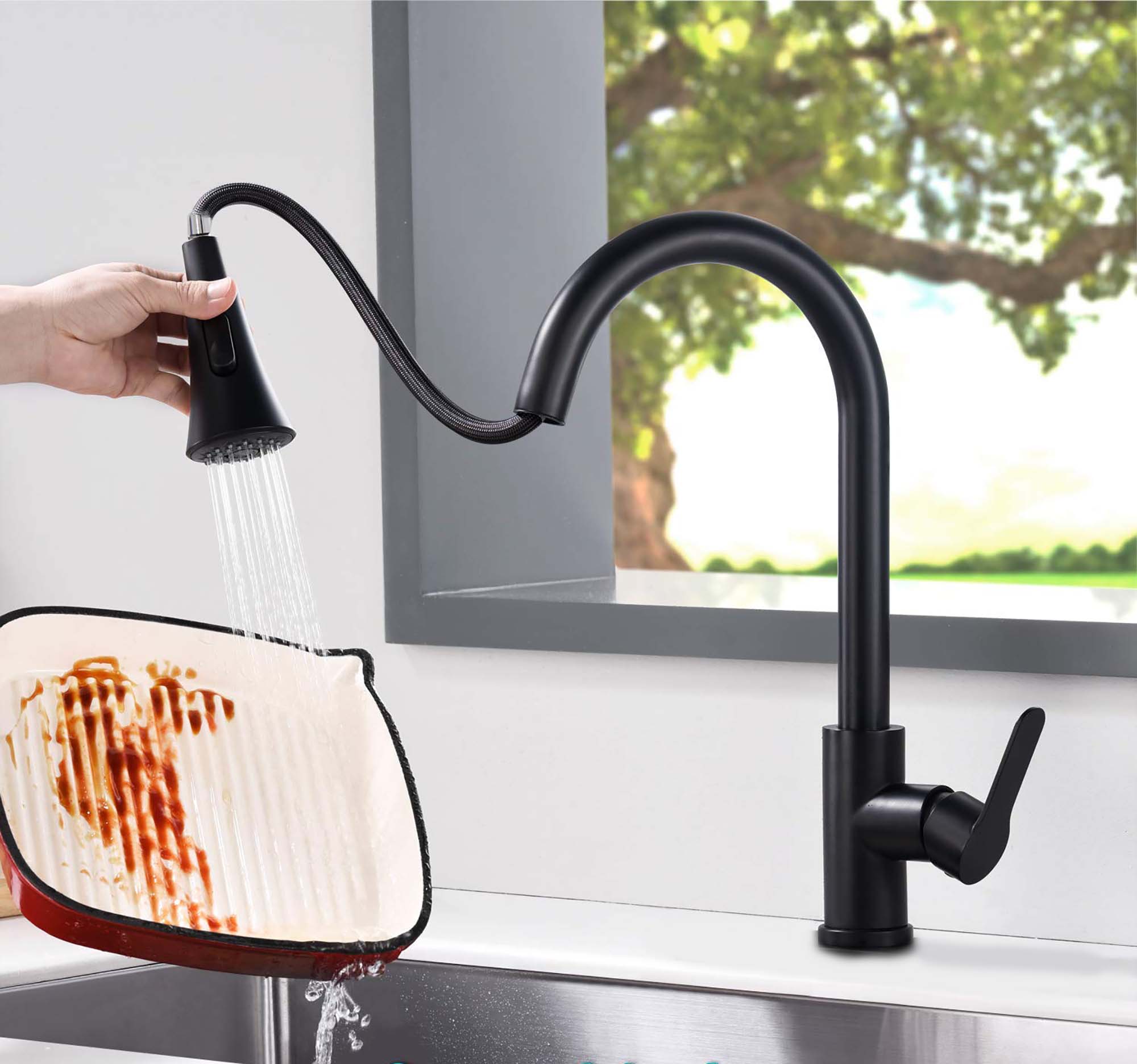 LMA Heavy Duty Kitchen Tap Mixer with Self-Retracting Pullout Faucet BA6832