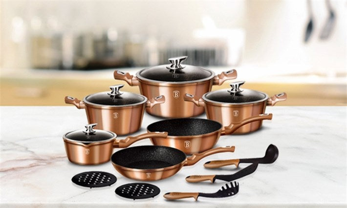Berlinger Haus 15 Piece Marble Coating Cookware Set - Rose Gold