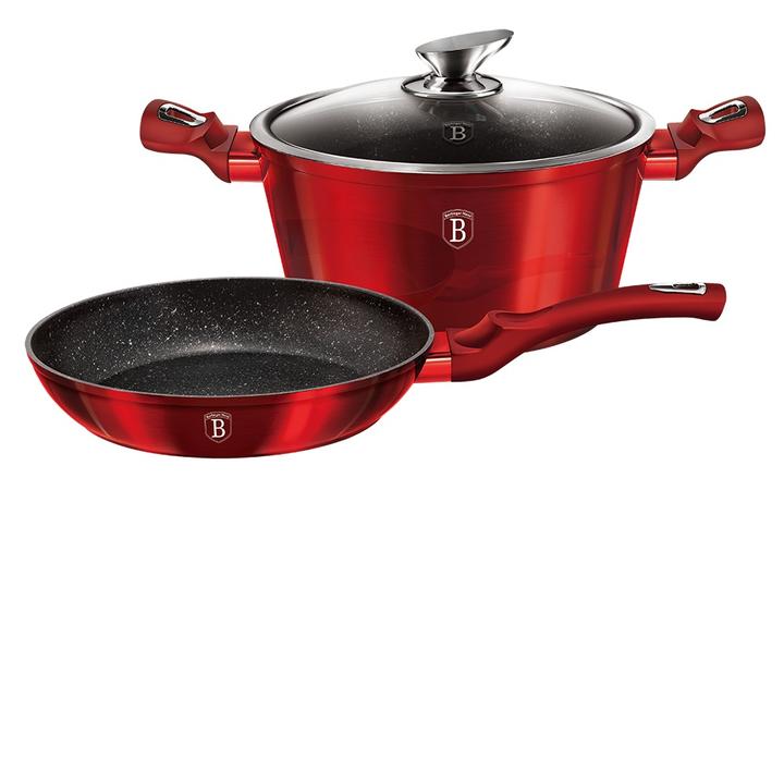 Berlinger Haus 3 Piece Burgundy Cookware set - Metallic Touch Line