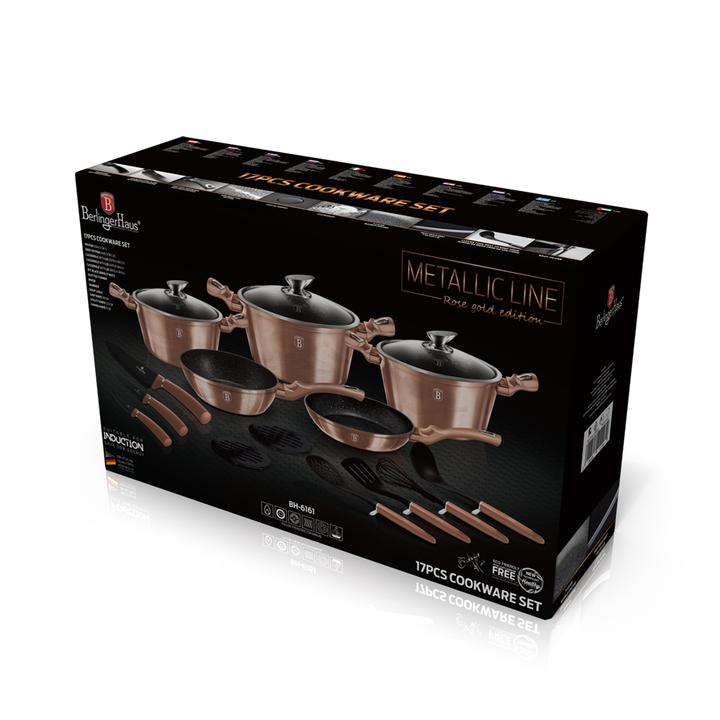 Berlinger Haus 17 Piece Metallic Line Cookware Set - Rose Gold