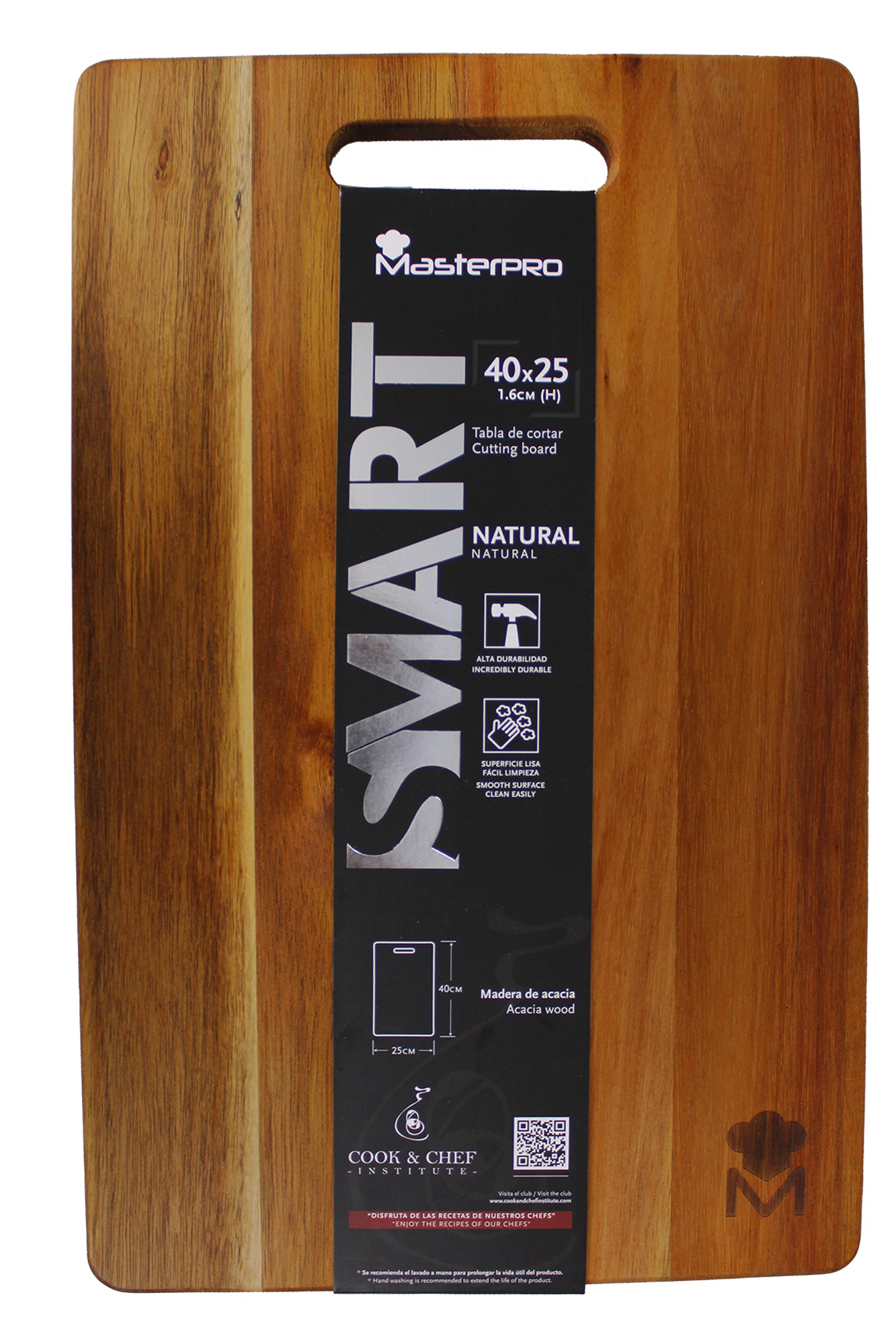 Bergner Masterpro Smart 40x25cm Natural Wood Chopping Board - Acacia Wood
