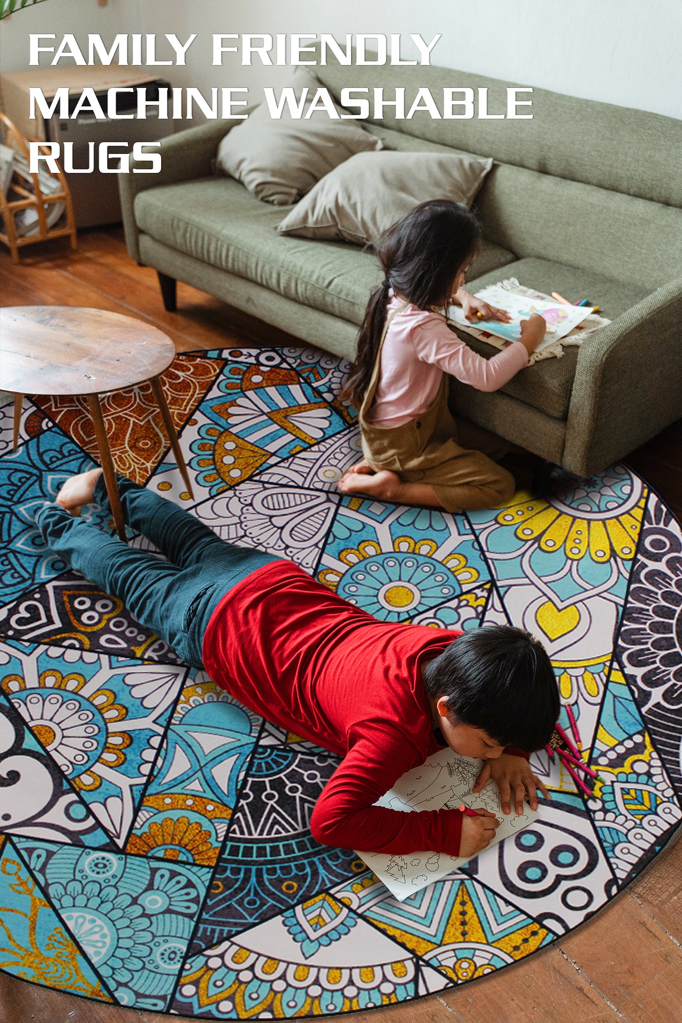 160cm Round LMA Branded 3D Printed Area Rug Lightweight - R27