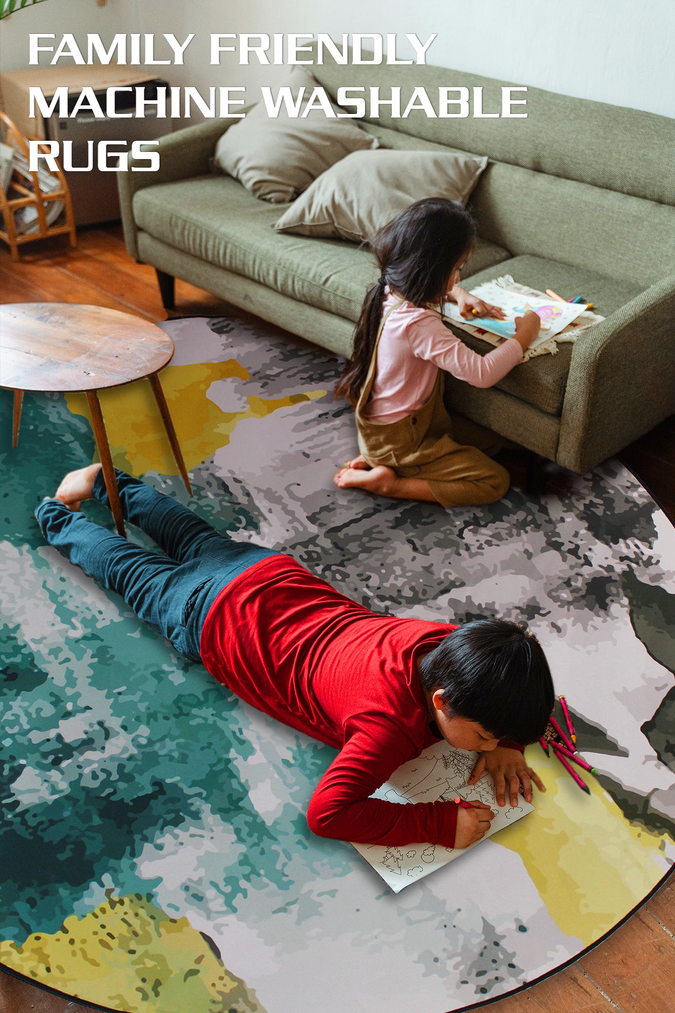 160cm Round LMA Branded 3D Printed Area Rug Lightweight - R4