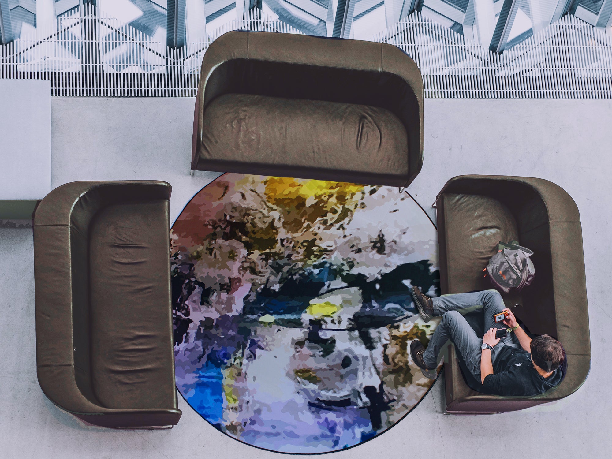 160cm Round LMA Branded 3D Printed Area Rug Lightweight - R6