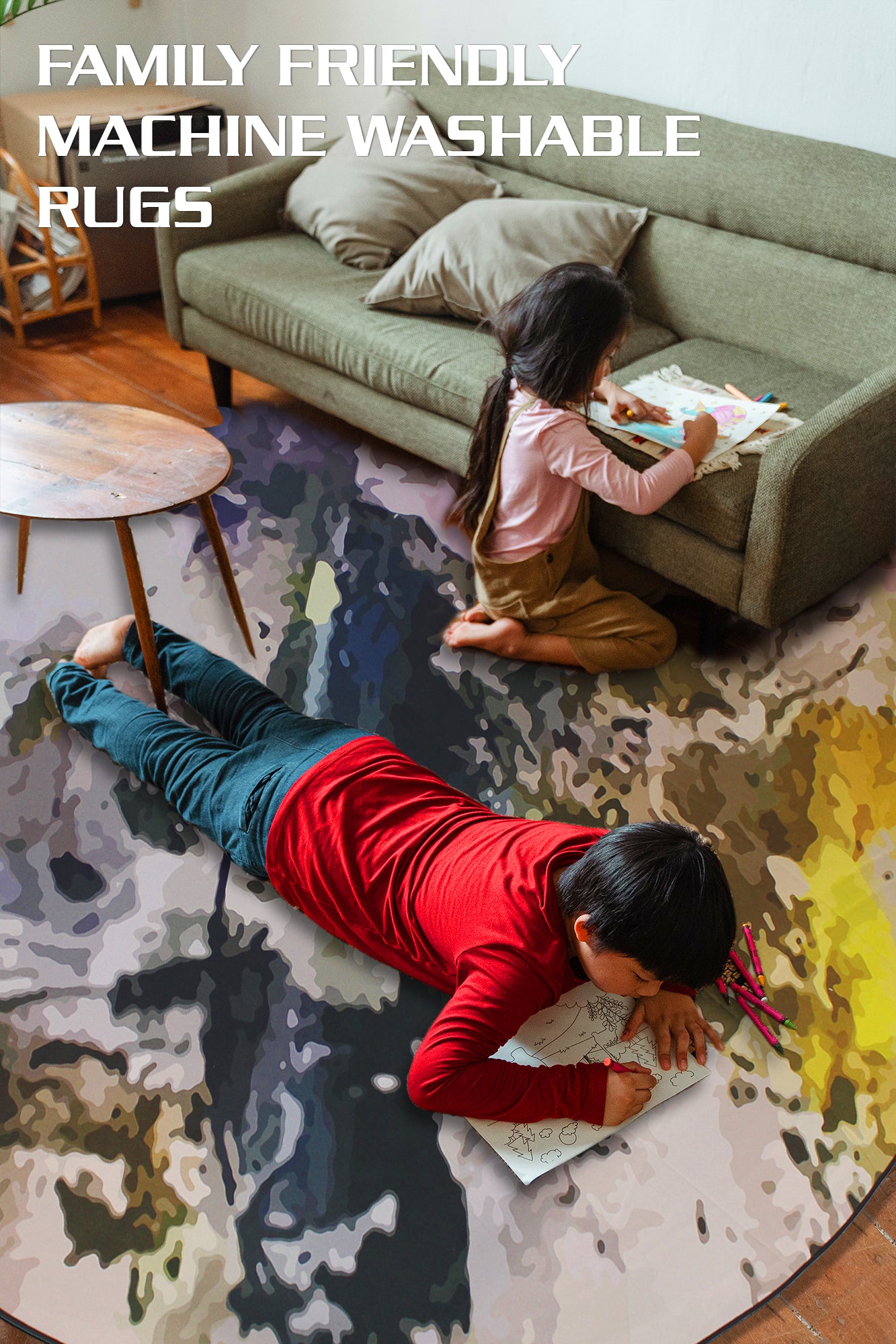 160cm Round LMA Branded 3D Printed Area Rug Lightweight - R6