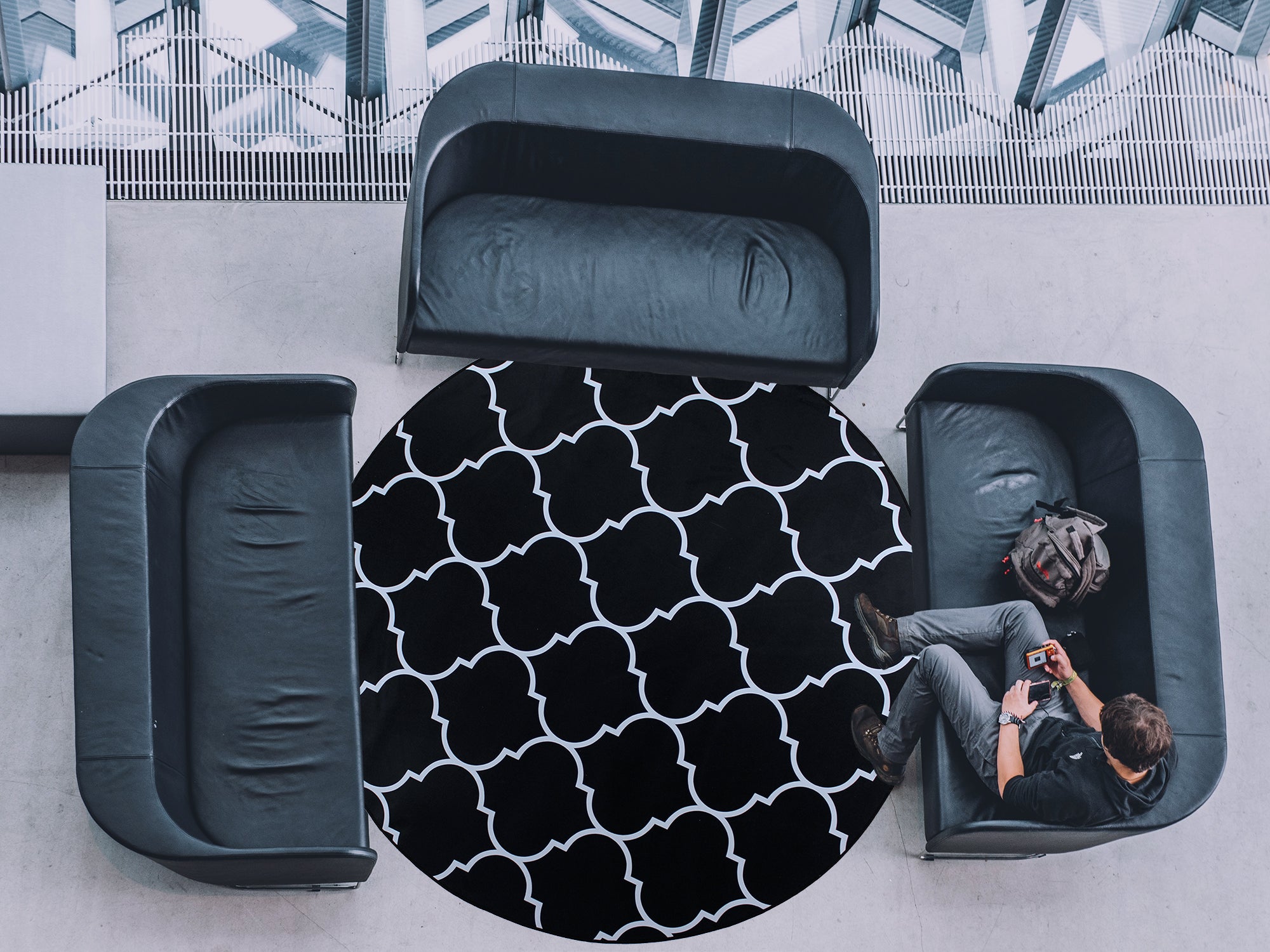 160cm Round LMA Branded 3D Printed Area Rug Lightweight - RCX61