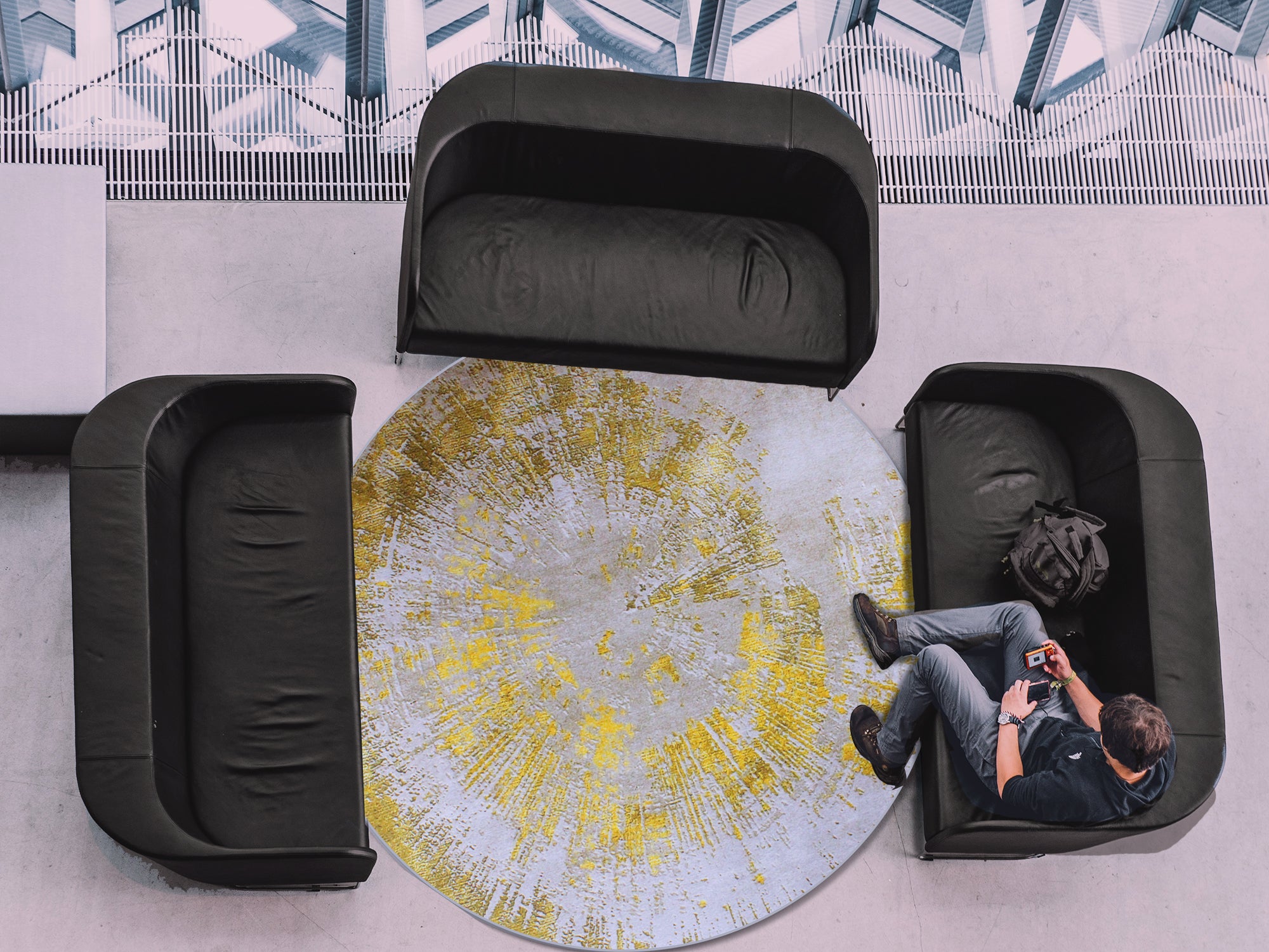 160cm Round LMA Branded 3D Printed Area Rug Lightweight - RCX63