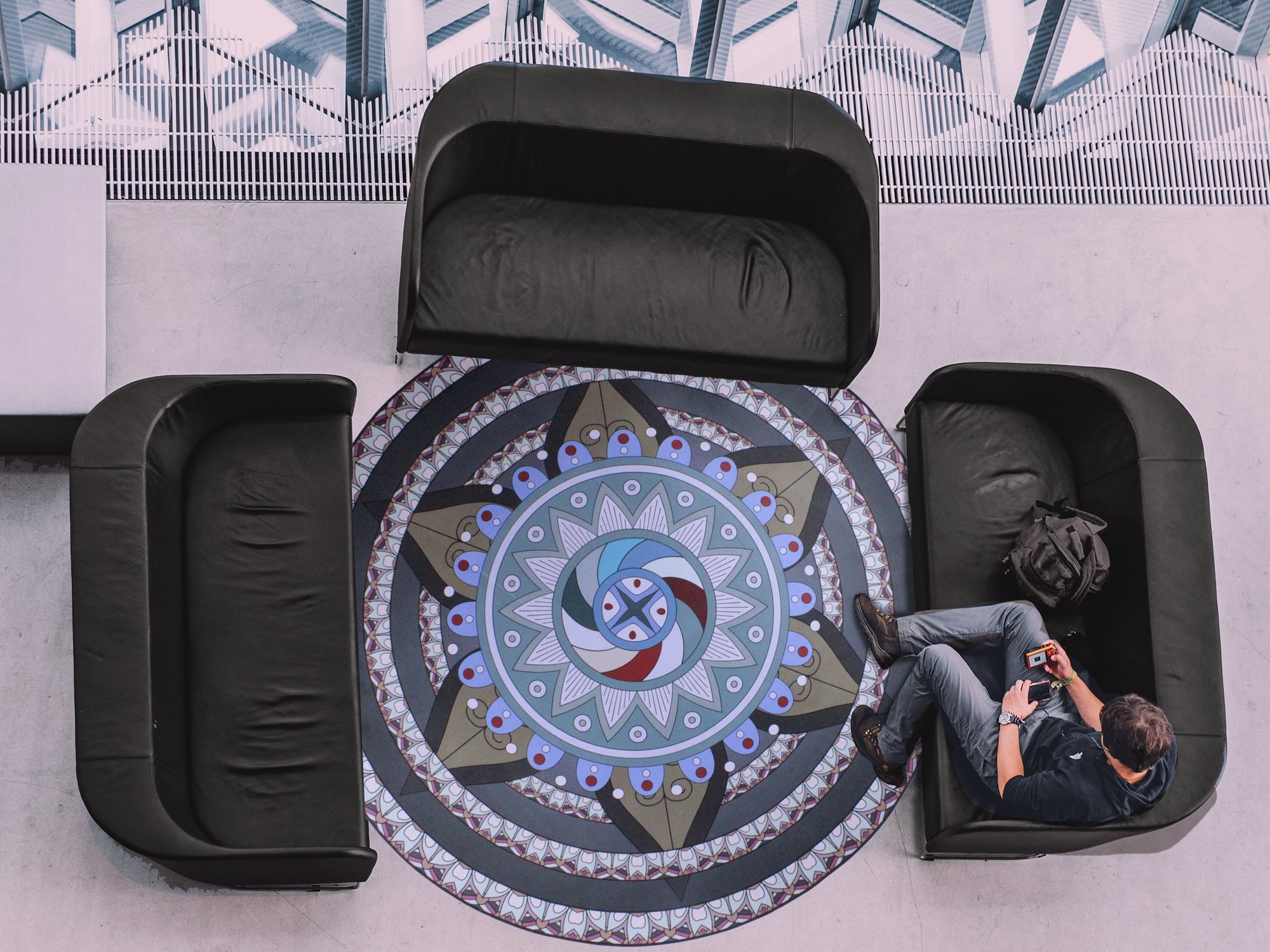 160cm Round LMA Branded 3D Printed Area Rug Lightweight - RM29