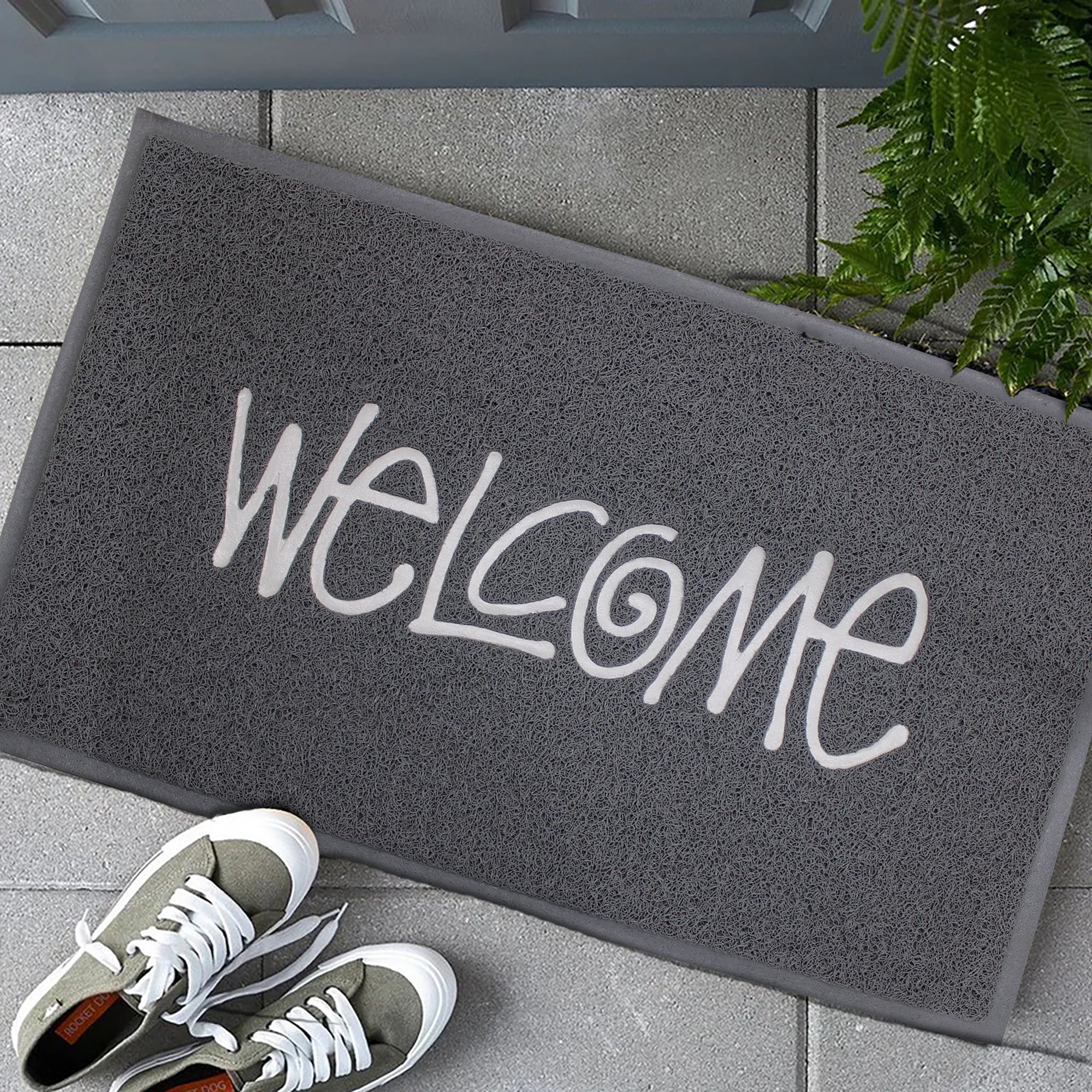 75cm x 45cm Washable Synthetic Mesh Floor Mat - Embossed Welcome