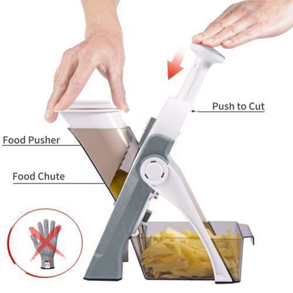 5 In 1 Safe Slice Artifact Veg & Fruit Shredder Slicer Peeler & Crusher Set